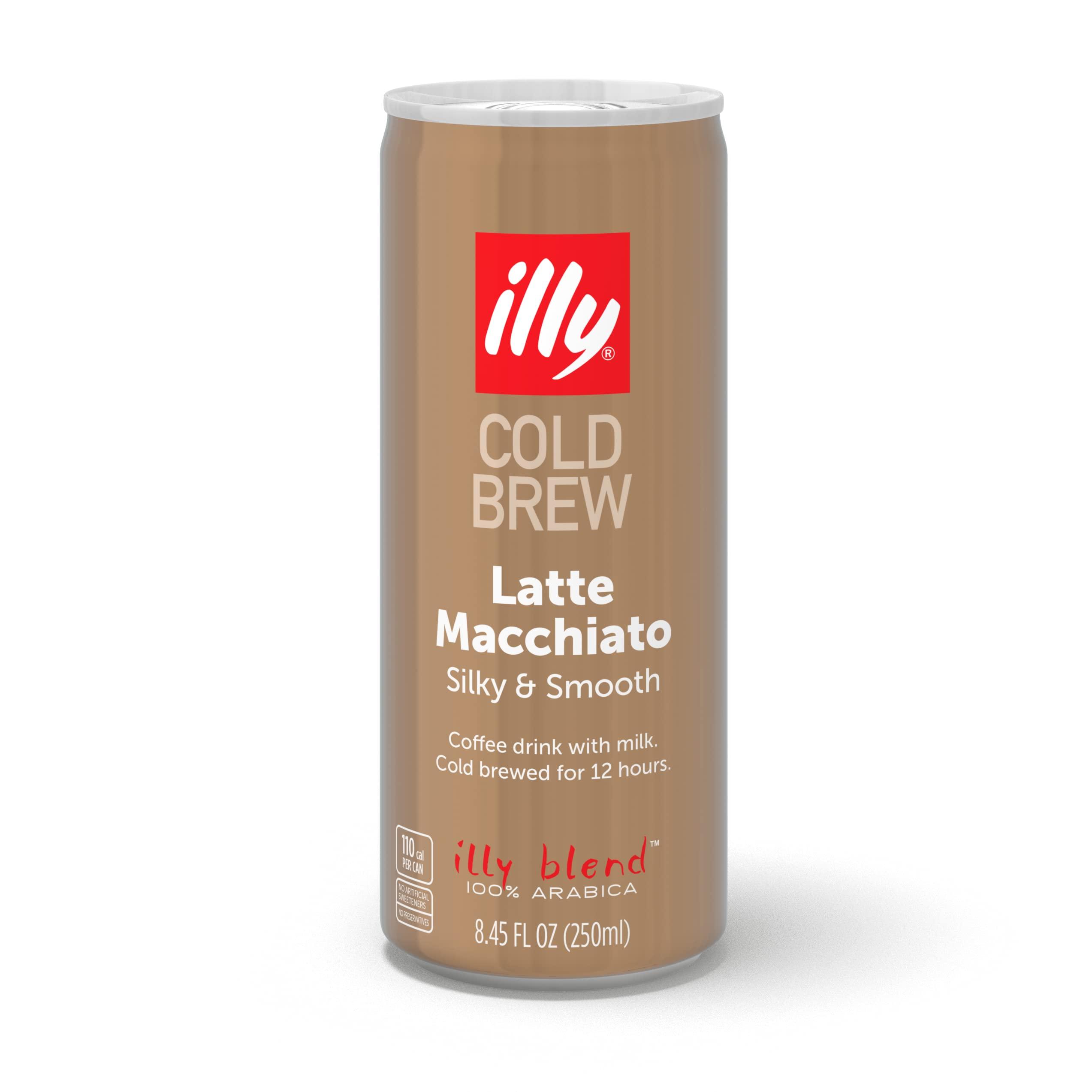 Illy illy Ready To Drink Coffee Latte Macchiato Cold Brew Cans - 100% Arabica Coffee - Smooth & Refreshing Taste - Convenient, Easy to Carry Coffee Drink with Milk 8.5 oz., 12 Pack