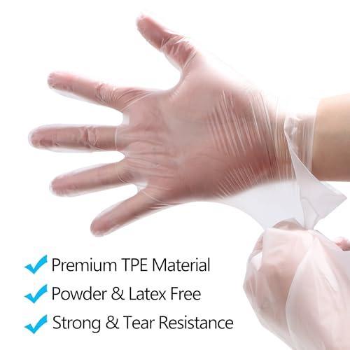 Meekear Meekear Food Prep Disposable Gloves, TPE Clear Latex-Free Food Safe Cleaning Gloves, BPA Free, Powder Free, Oil Tight (200, X-Large)