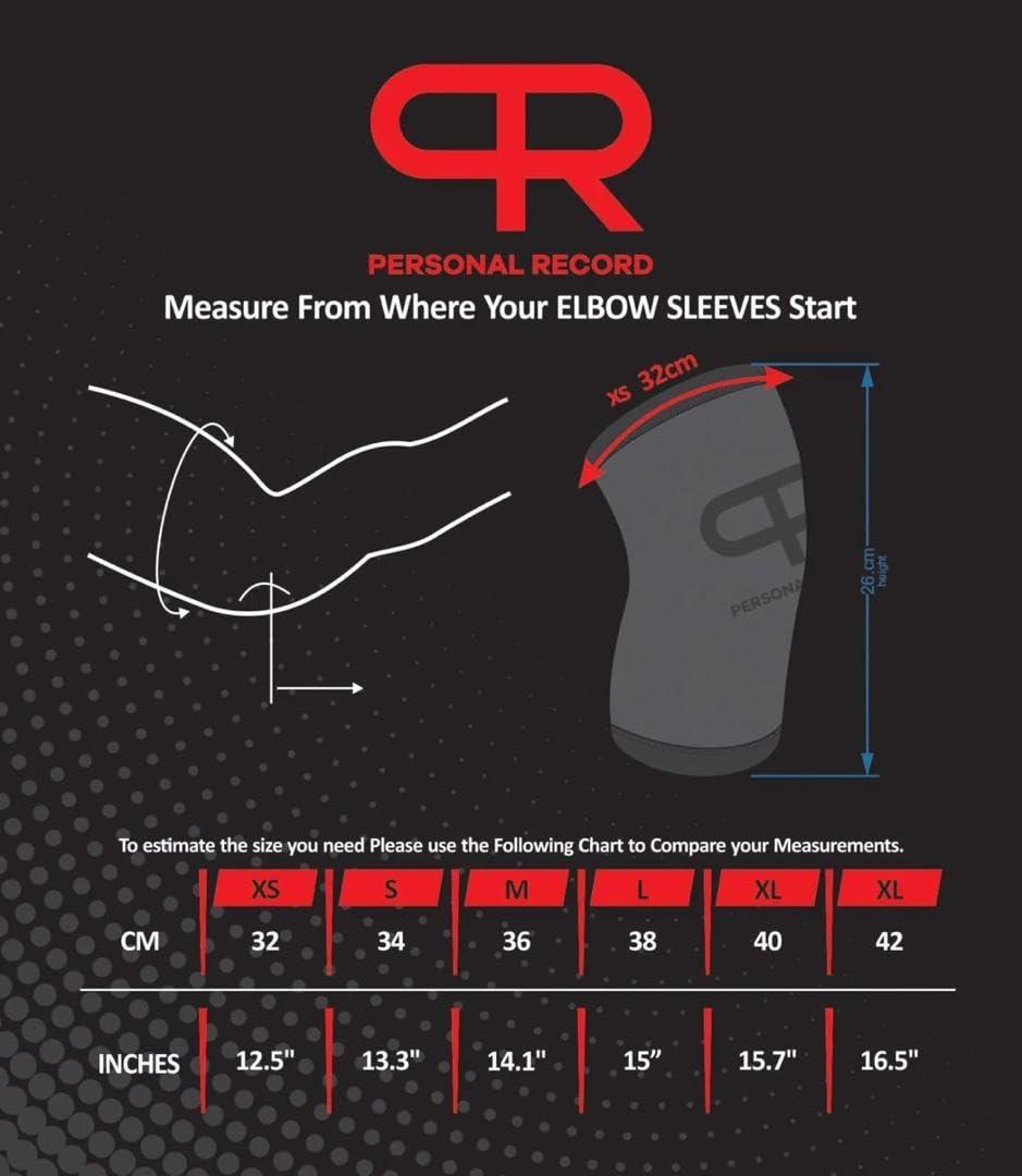 PR Personal Record PR Personal Record Premium Elbow Sleeve for Weightlifting Powerlifting and Strength Training, Quality Neoprene Elbow Sleeves Support in Pairs by Larry Wheels (Black, Medium)