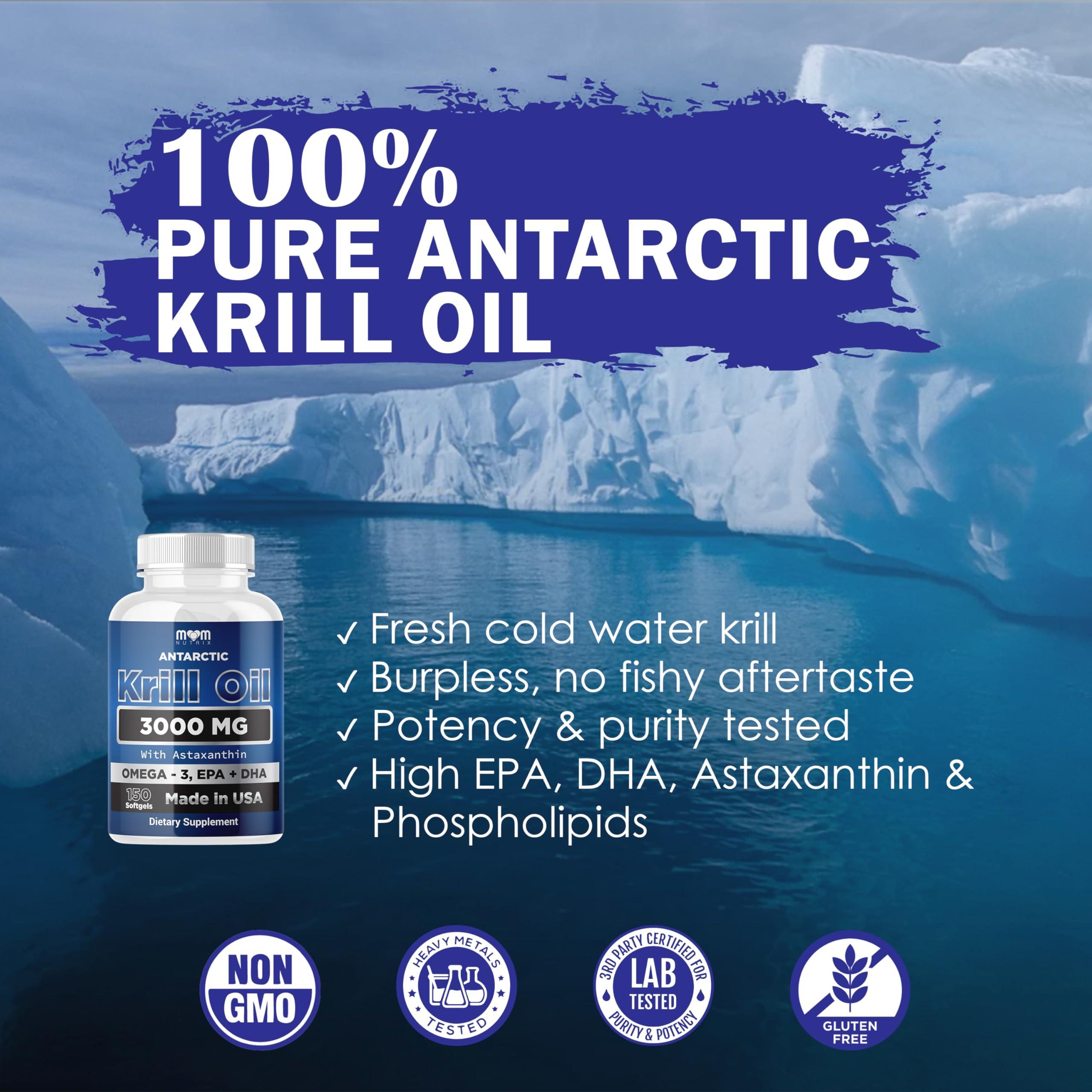 Dr. JOEL'S Dr. JOEL'S MOM NUTRIX Antarctic Krill Oil Supplement - 3000 mg Per Serving - 150 Softgels - High Absorption EPA, DHA, Astaxanthin & Phospholipid - No Fishy Aftertaste Like Fish Oil - Made in USA