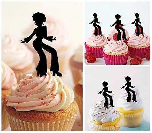 jjphonecase TA0900 Disco Dance Silhouette Party Wedding Birthday Acrylic Cupcake Toppers Decor 10 pcs