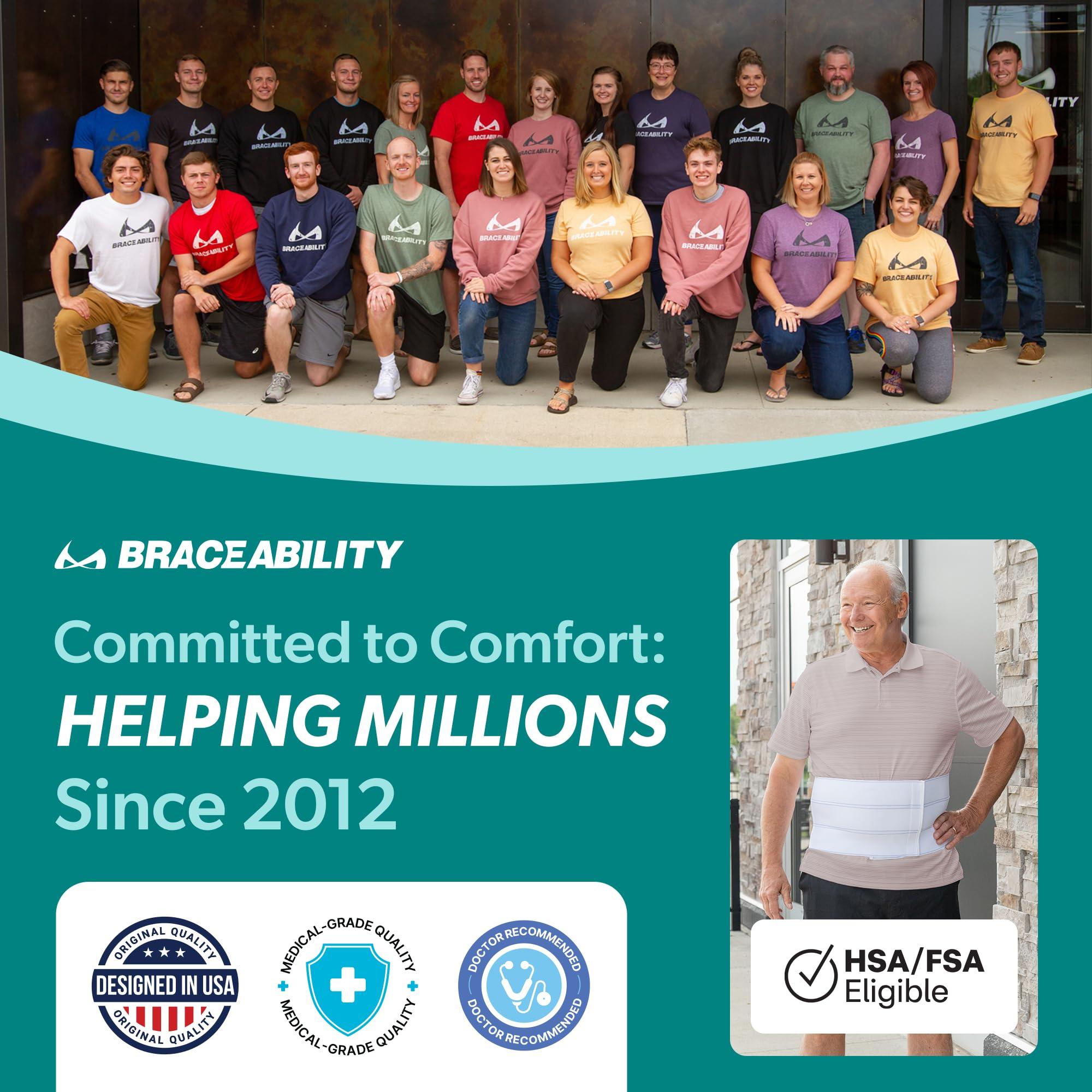 BraceAbility BraceAbility Medical Abdominal Stomach Binder - Belly Band Compression for Diastasis Recti, Postpartum, Post-Surgical Wrap for Tummy Tuck Recovery, Post op Abdominal Binder for Women and Men (XL 9\")