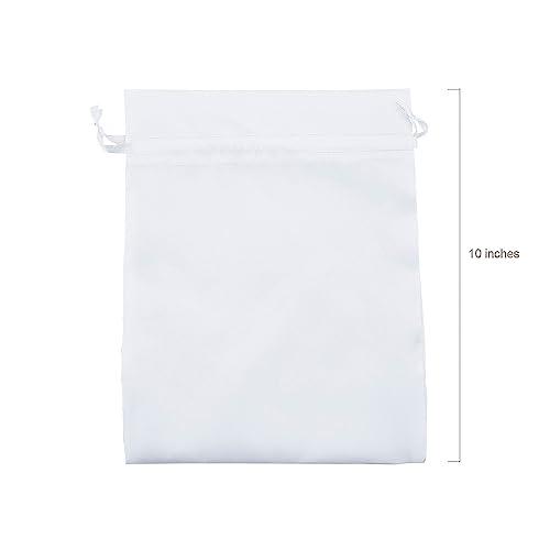 Fun Express 8\" x 10\" Bulk 48 Pieces Medium White Satin Drawstring Bags