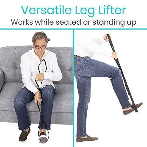 Vive Vive Multi-Loop Leg Lifter Strap (41 Inches) - Rigid for Getting in and Out of Bed, Couch, Car and Wheelchair - Hip and Knee Surgery Recovery Kit with Hand Grips - for Adults, Elderly, Women and Men