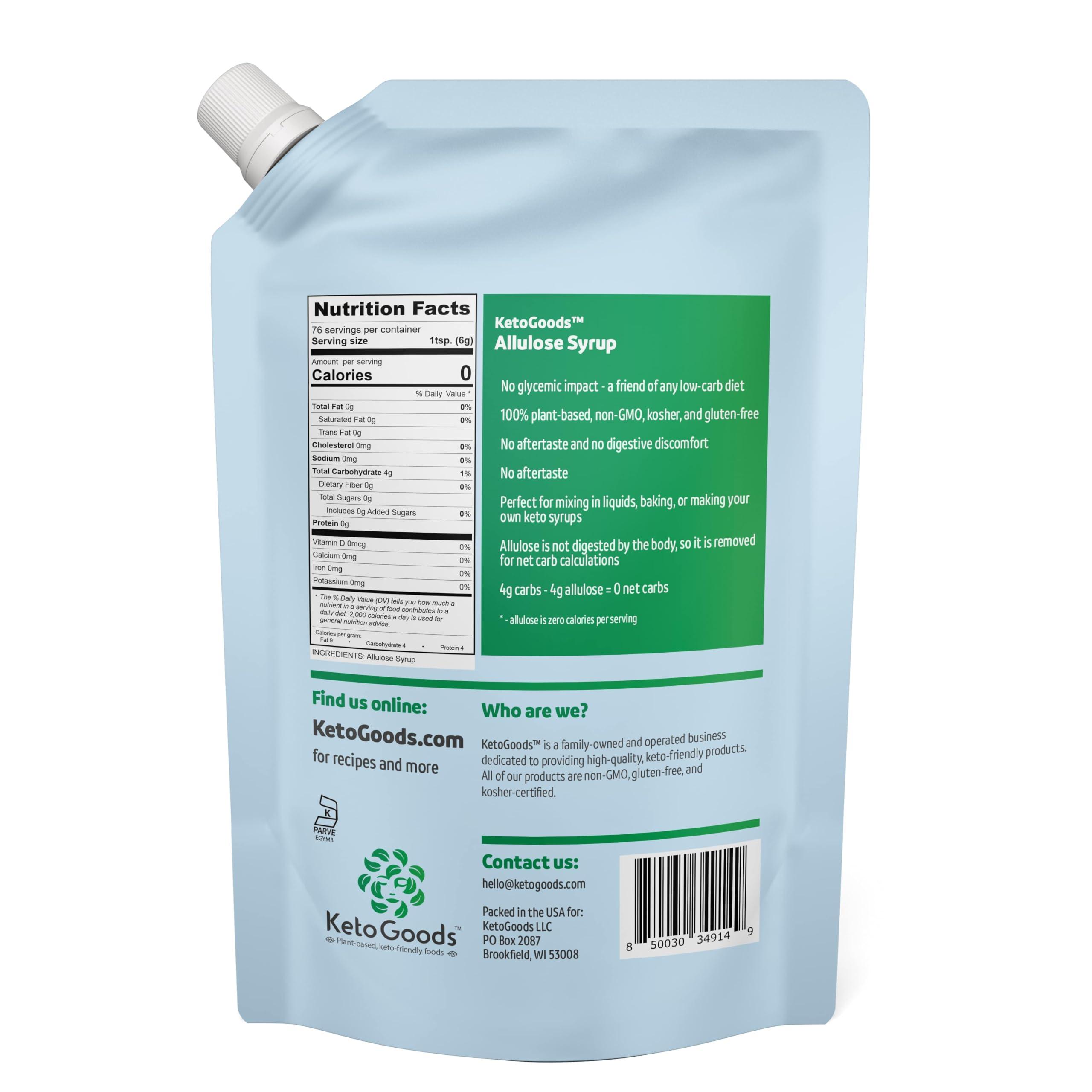 Keto Goods KetoGoods Allulose Simple Syrup: No carbs/calories, Keto friendly, No glycemic impact (1 Pound (Pack of 1))
