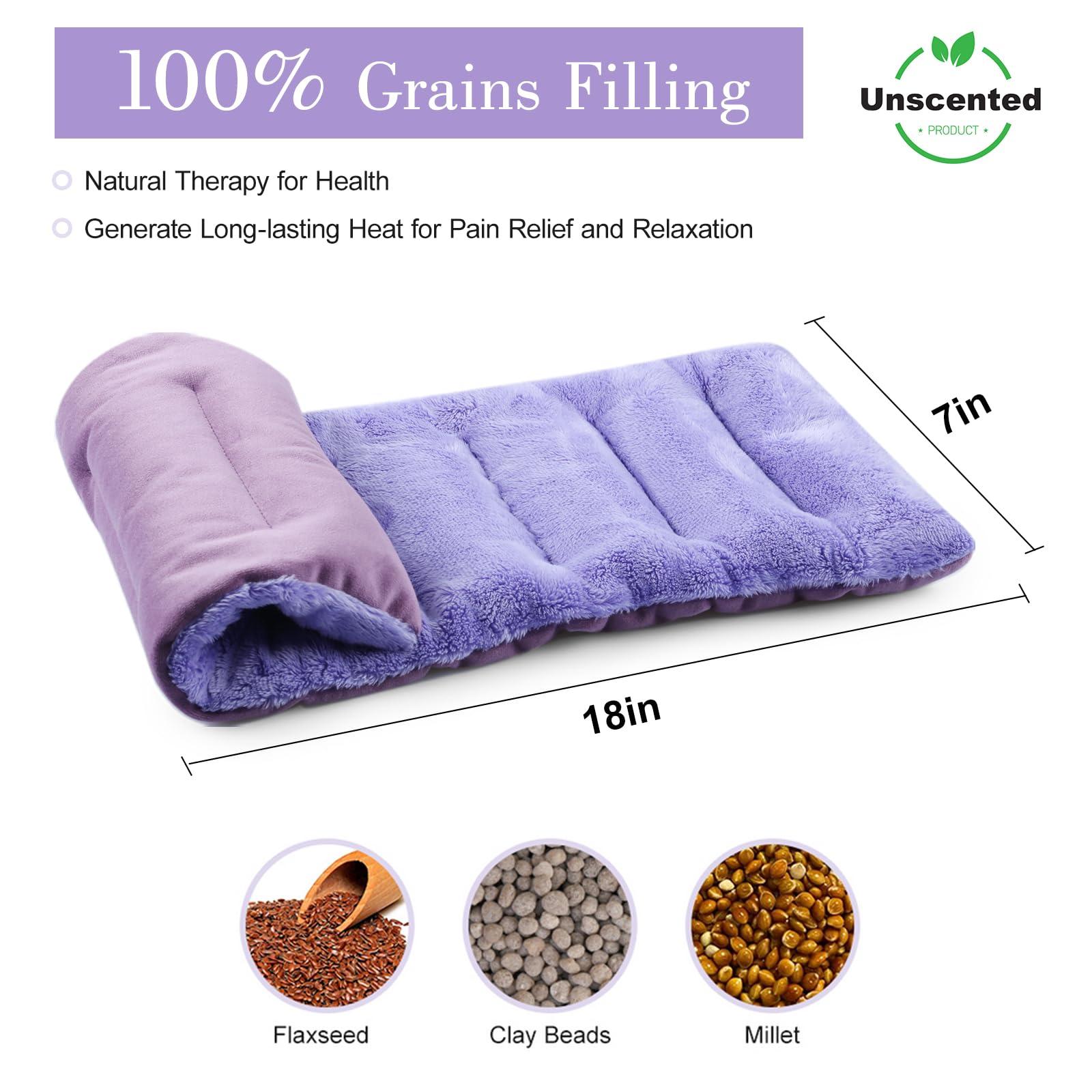 SUZZIPAD SuzziPad Microwave Heating Pad for Pain Relief, 7x18 Microwavable Heating Pads for Cramps, Muscle Ache, Joints, Neck Shoulder, Bean Bag Heating Pad Microwavable Moist Heat Pack, Warm Compress, Purple