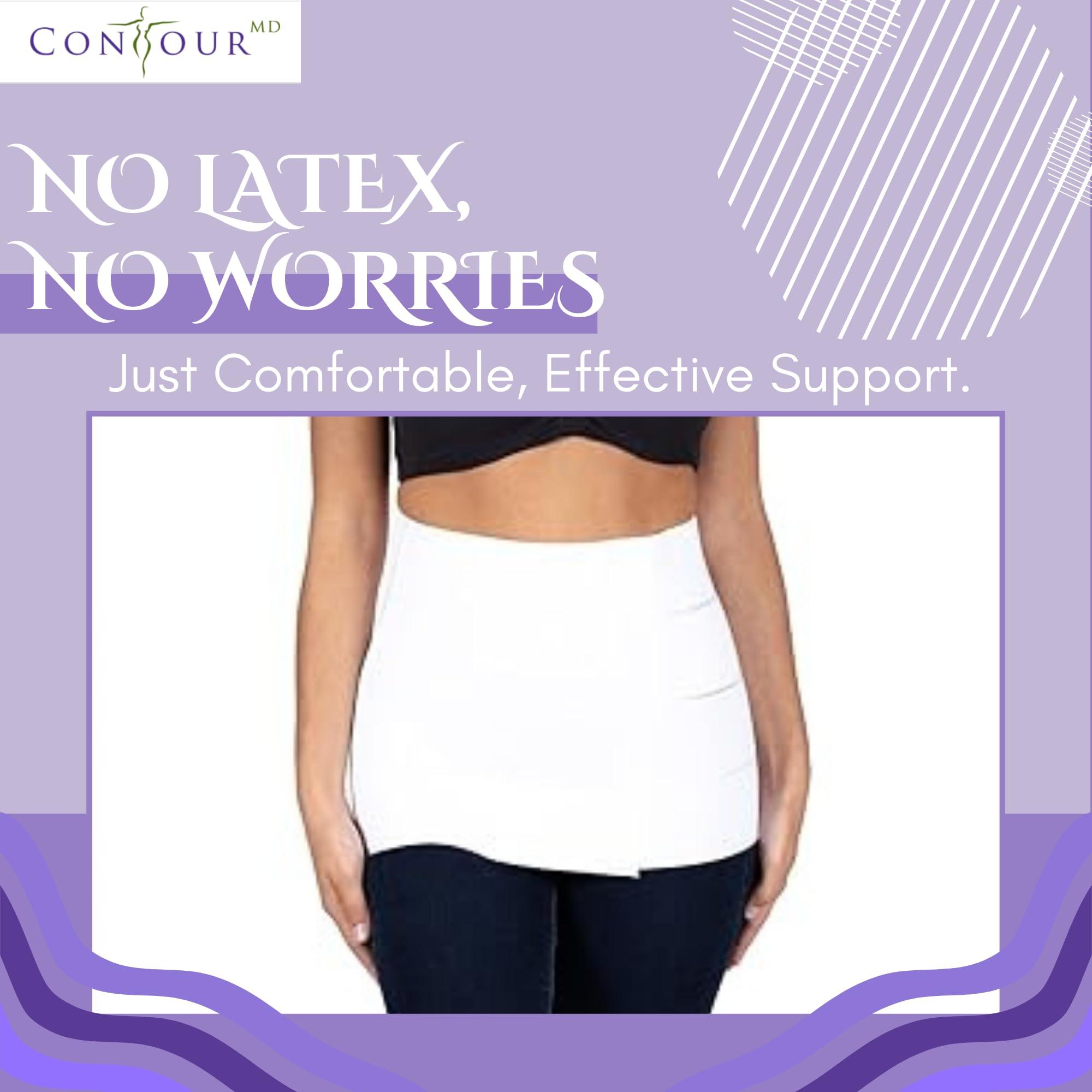 ContourMD Abdominal Binder Post Surgery Compression Wrap - Torso Liposuction, Mommy Makeover, and Tummy Tuck Compression Garment - White 12in Postpartum Belt and C-Section Recovery Belly Band (S13-12) Large