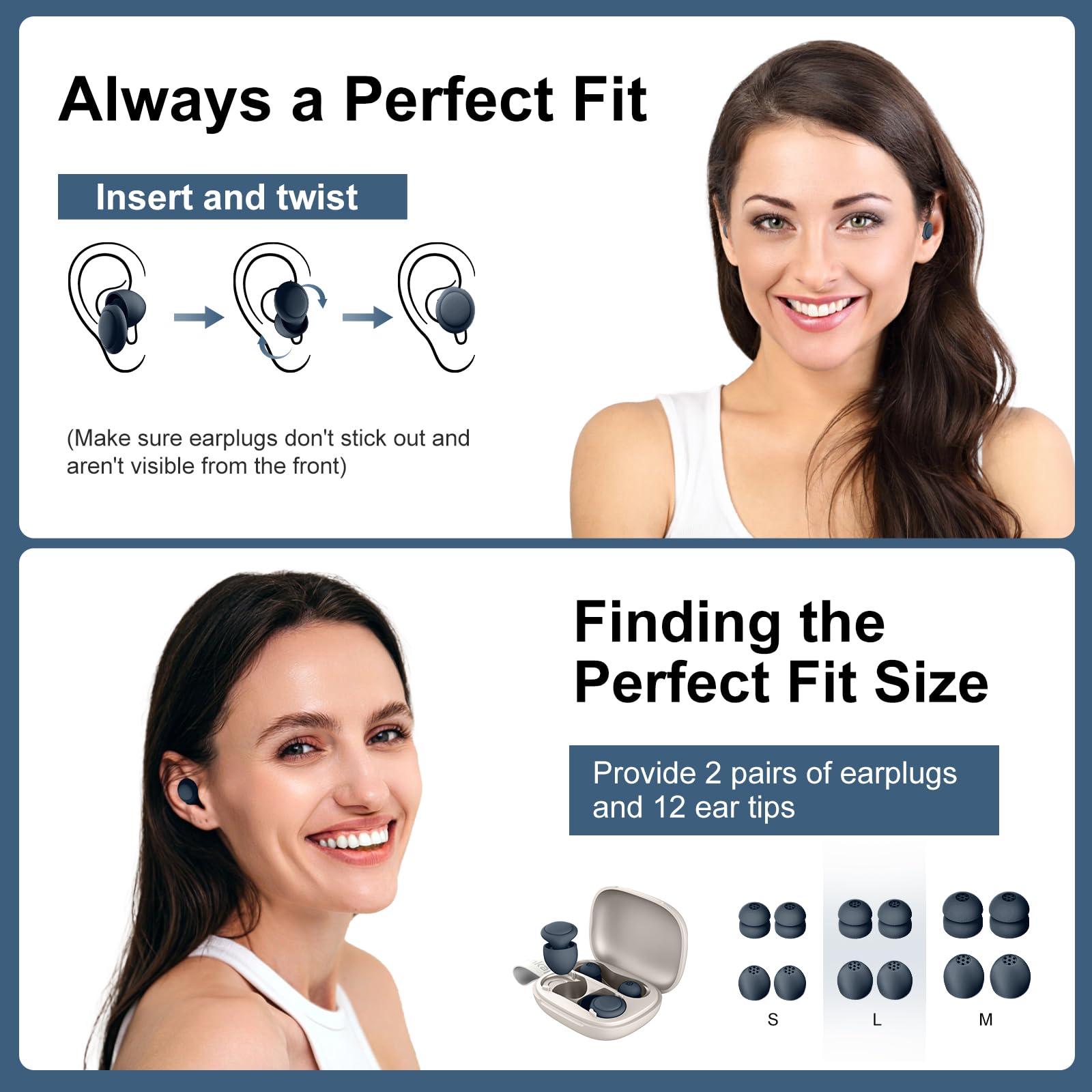 Beinkap 2 Noise Cancelling Ear Plugs, Beinkap Sleeping Earplugs with 12 Silicone Soft Reusable Ear Tips for Social Gatherings, Work, Sleeping, Concerts, Parenting, Conversation, 28 dB Noise Reduction