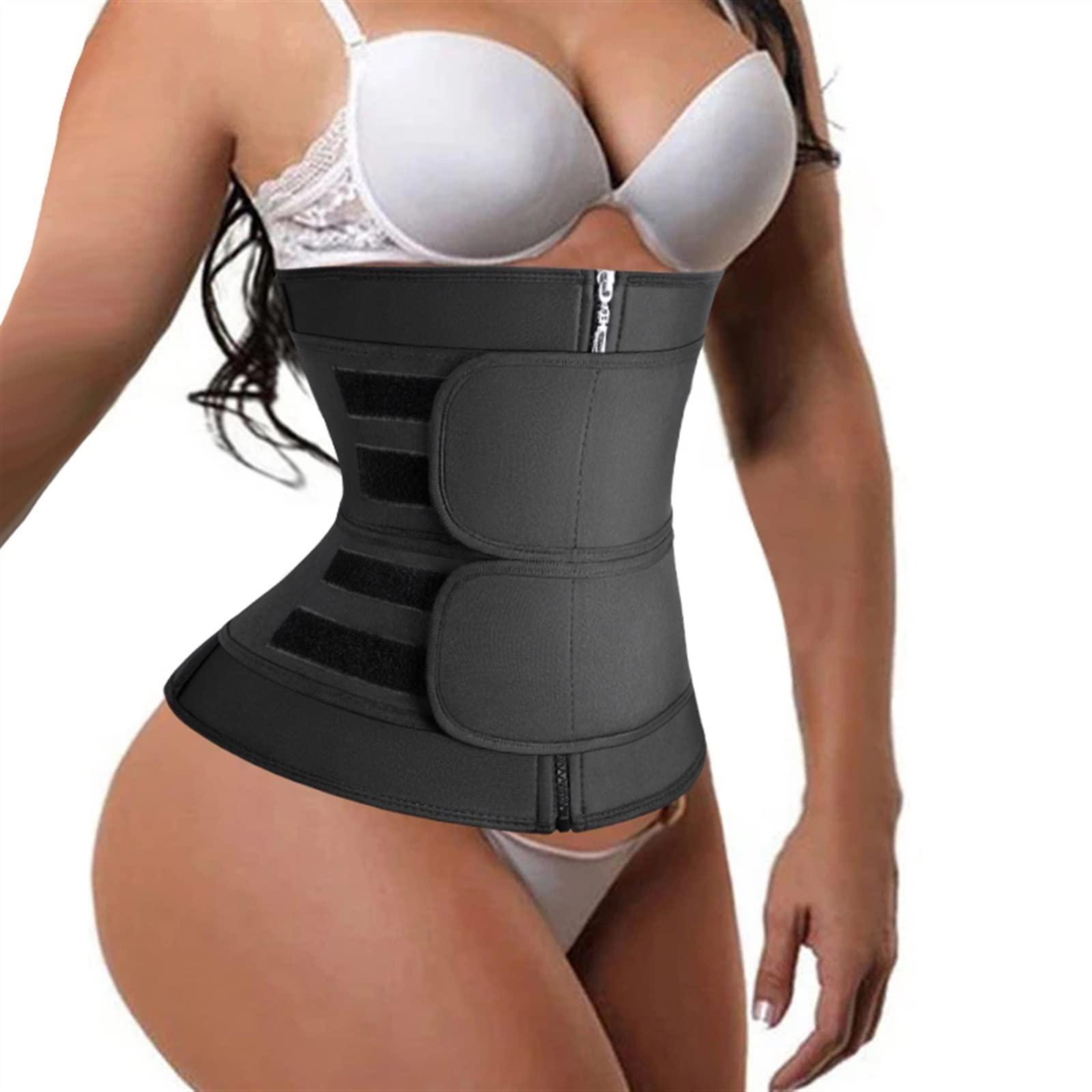 FANFENG FANFENG Women\'s Postpartum Belly Belt Back Posture Corrector Wasit Trainer Adjustable Double Pull Lumbar Support Corset (Color : Black, Size : XXL/XX-Large)
