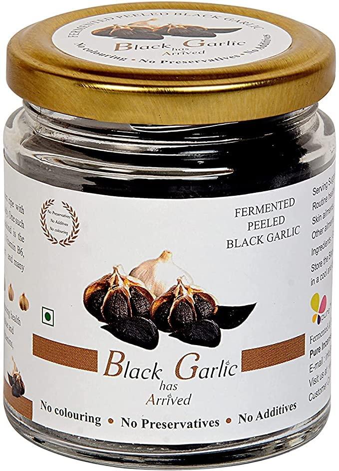 Drect Black Garlic - Ready to Eat Peeled Cloves; Fermented, Non-Pungent & Great Taste - 75 GMS Pack.