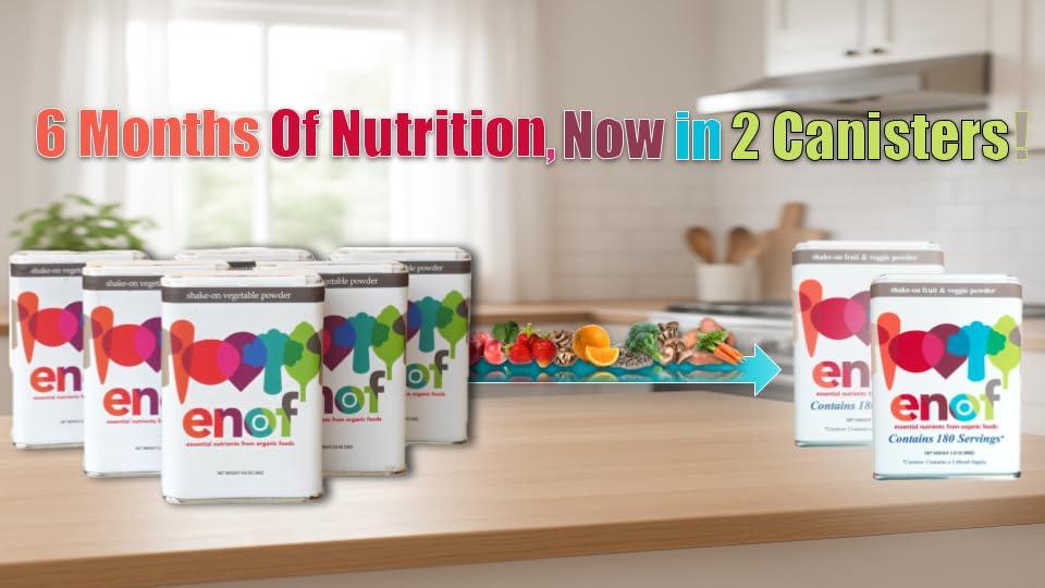 ENOF ENOF Organic Powder Supplement Made with 10 Organic Fruits & Vegetables, Gluten-Free, Non-GMO, 6 Mo. Supply