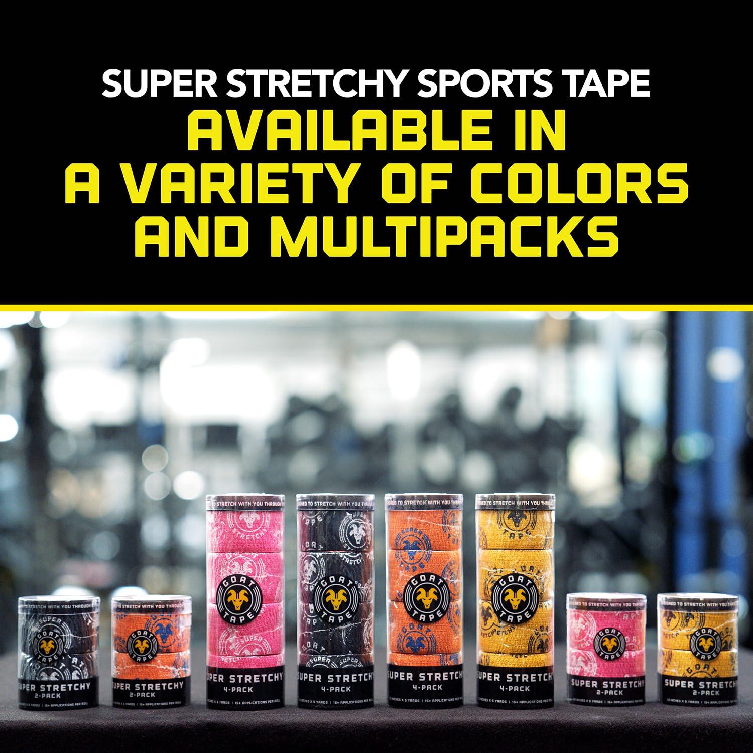 Goat Tape Goat Tape Super Stretchy Thumb Tape - Weightlifting Hook Grip Tape & WOD Tape for Cross Training, Gym Workout Tape, Athletic Finger Wrap - Flexes with Every Move - 15 Feet per Roll (Black 6-Pack)