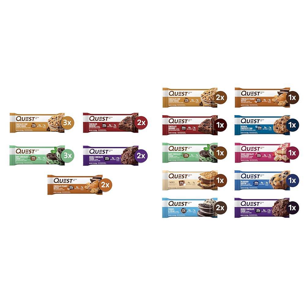 Quest Nutrition Quest Protein Bars Chocolate Lovers & Ultimate Variety Packs, High Protein, Gluten Free, Keto, 12 Count
