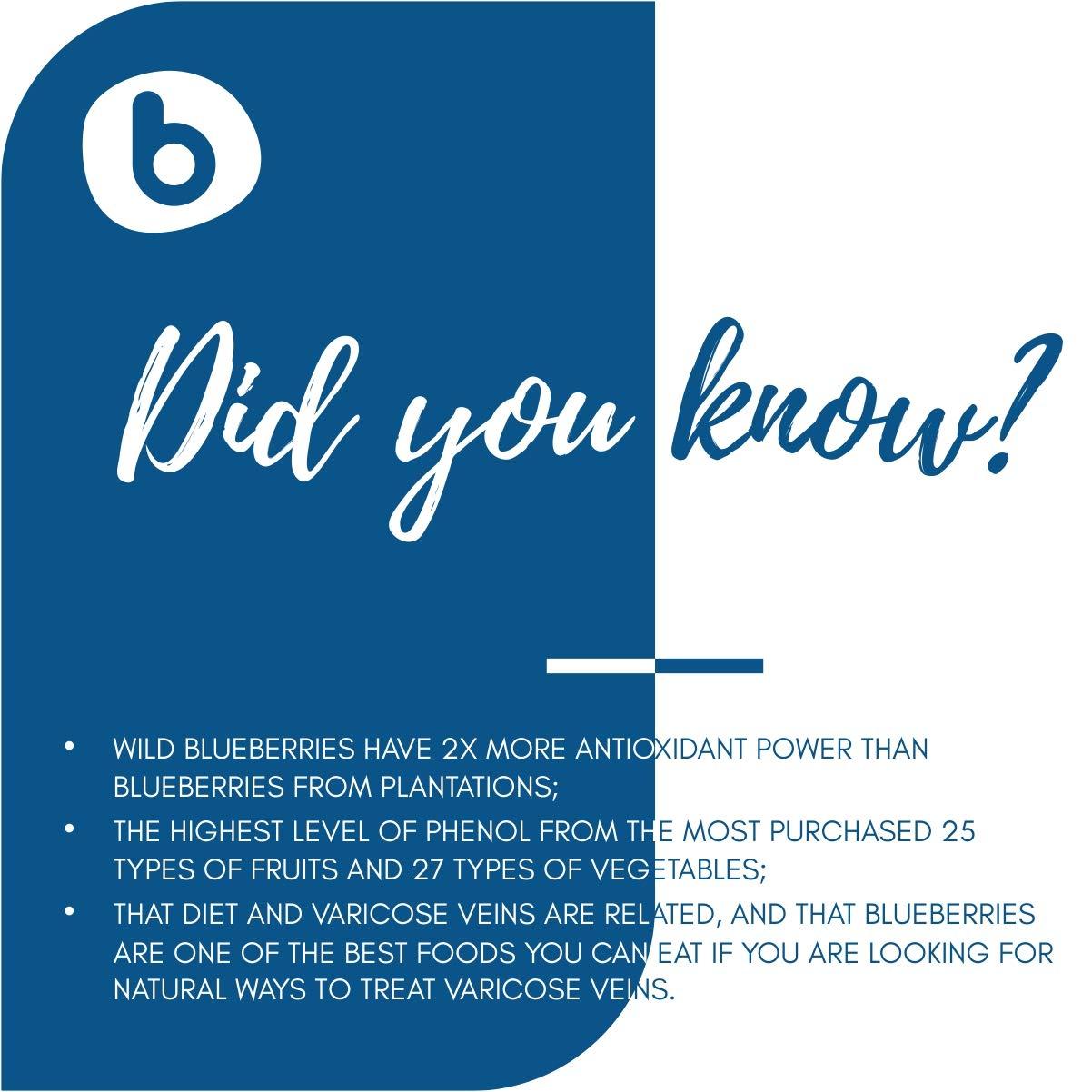 b Organic Wild Blueberry Powder from Freeze Dried Wild Blueberries, Bilberries, Antioxidant Superfood, for Smoothies, Baking and Flavoring, 2.65oz