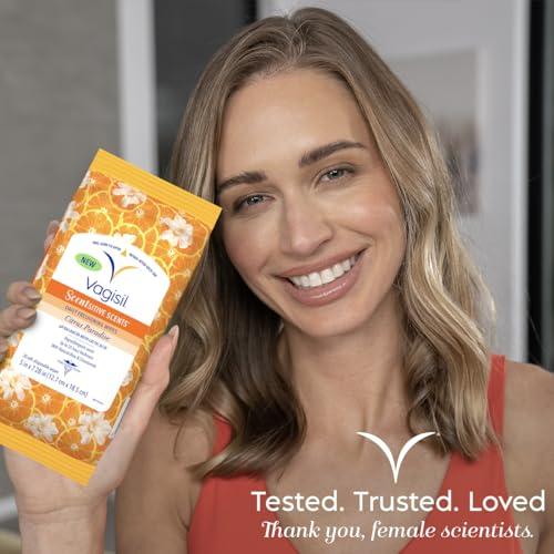 Vagisil Vagisil Scentsitive Scents Daily Feminine Intimate Wipes for Women, Gynecologist Tested, Citrus Paradise, 20 Wipes in Resealable Pouch (Pack of 1)