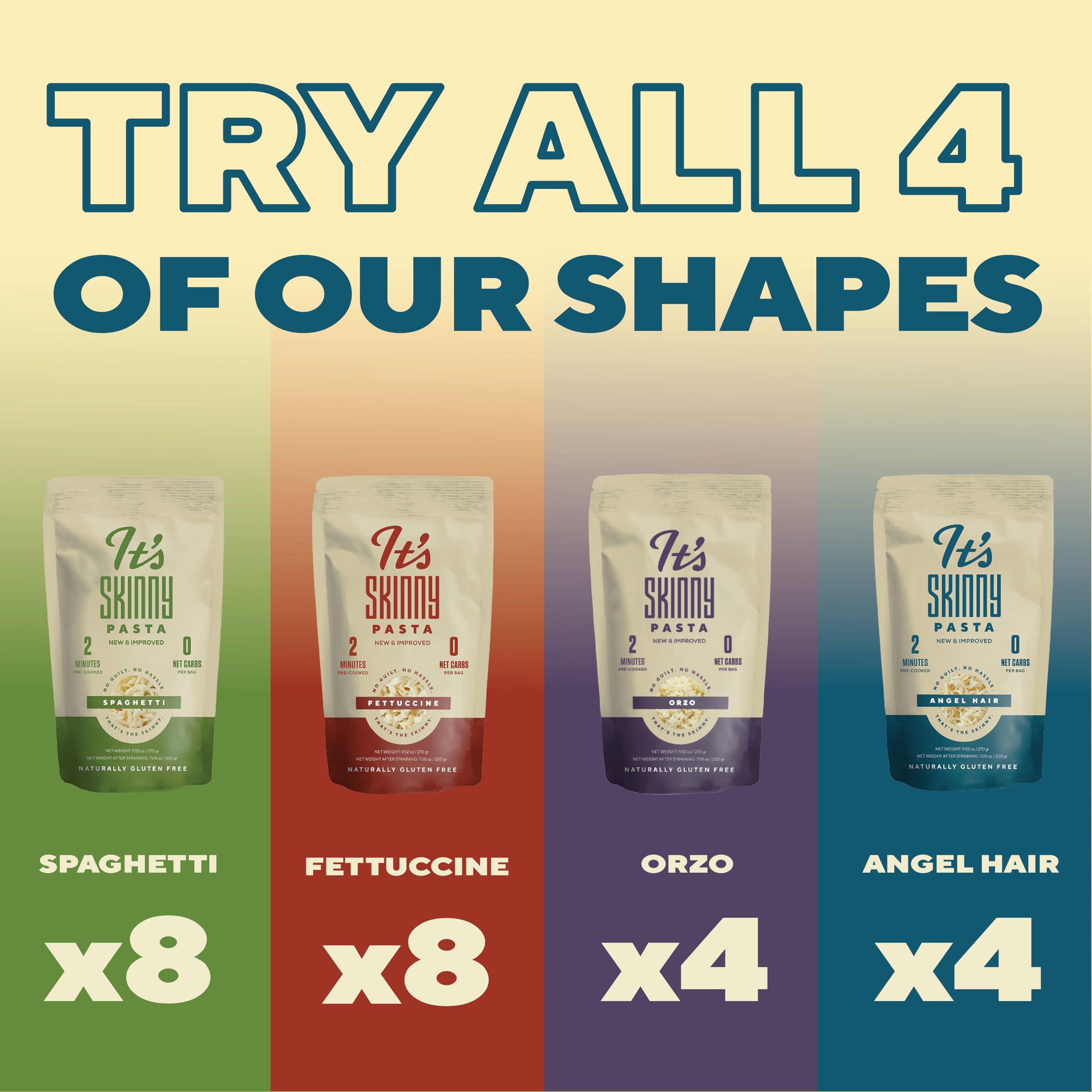 It's Skinny Its Skinny Pasta Variety Pack - Pre-cooked Low Carb Pasta, Konjac Shirataki Noodles, Gluten Free Pasta, Vegan and Keto-Friendly (24-pack)