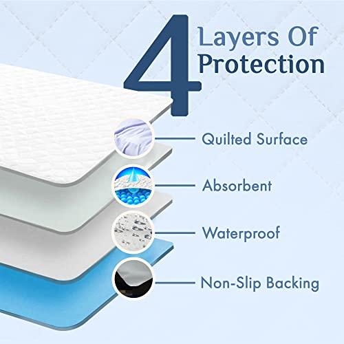 Idyll Nights Washable Incontinence Bed Pad - Waterproof with Tuck-in-Sides Leakage & Sweat Mattress Protector - Reusable Full/Queen 36x60 inch Bed Pad for Kids Adults and Pets