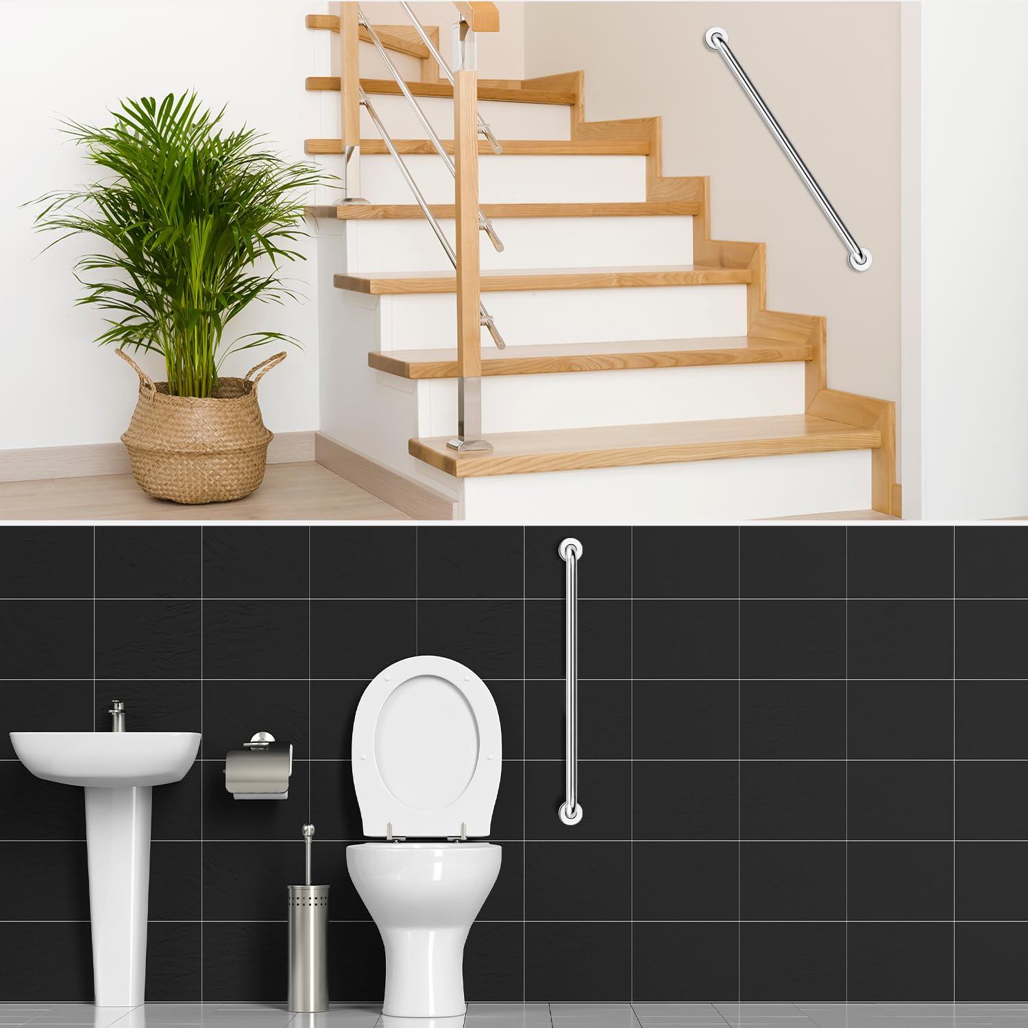 supregear supregear Bathroom Grab Bar, 24 inch 304 Stainless Steel Bathroom Safety Grab Bars Balance Grab Bar in Chrome for Bathtub Shower Toilet Kitchen Bedroom, Concealed Screw Wall Mounted