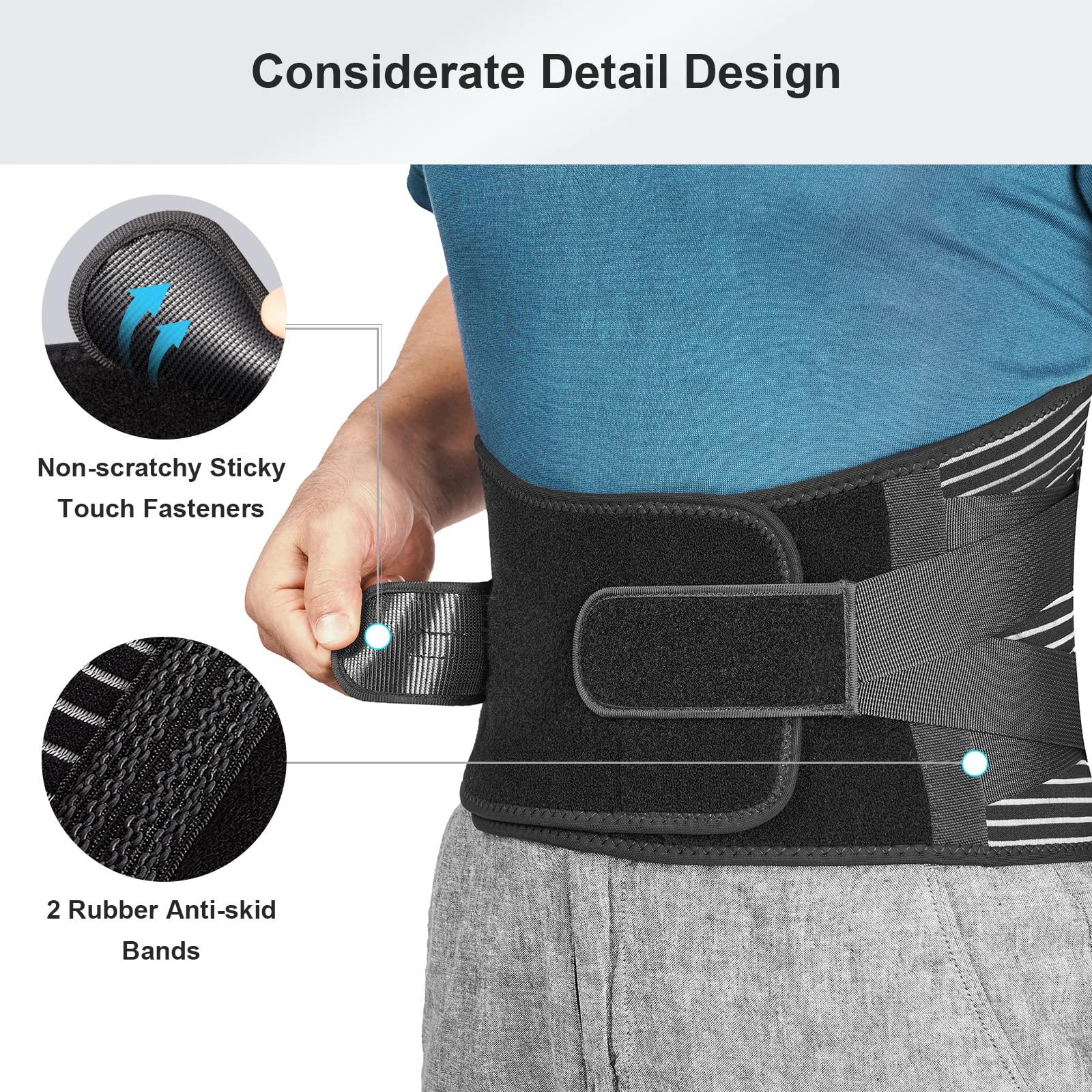 FREETOO FREETOO Back Braces for Lower Back Pain Relief with 6 Stays, Breathable Back Support Belt for Men/Women for work , Anti-skid lumbar support belt with 16-hole Mesh for sciatica(S)