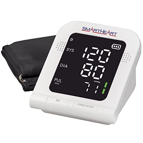 Heartsmart SmartHeart Blood Pressure Monitor | Wide-Range Upper Arm Cuff | Talking English Spanish Audible Instructions and Results | 199-Reading Memory