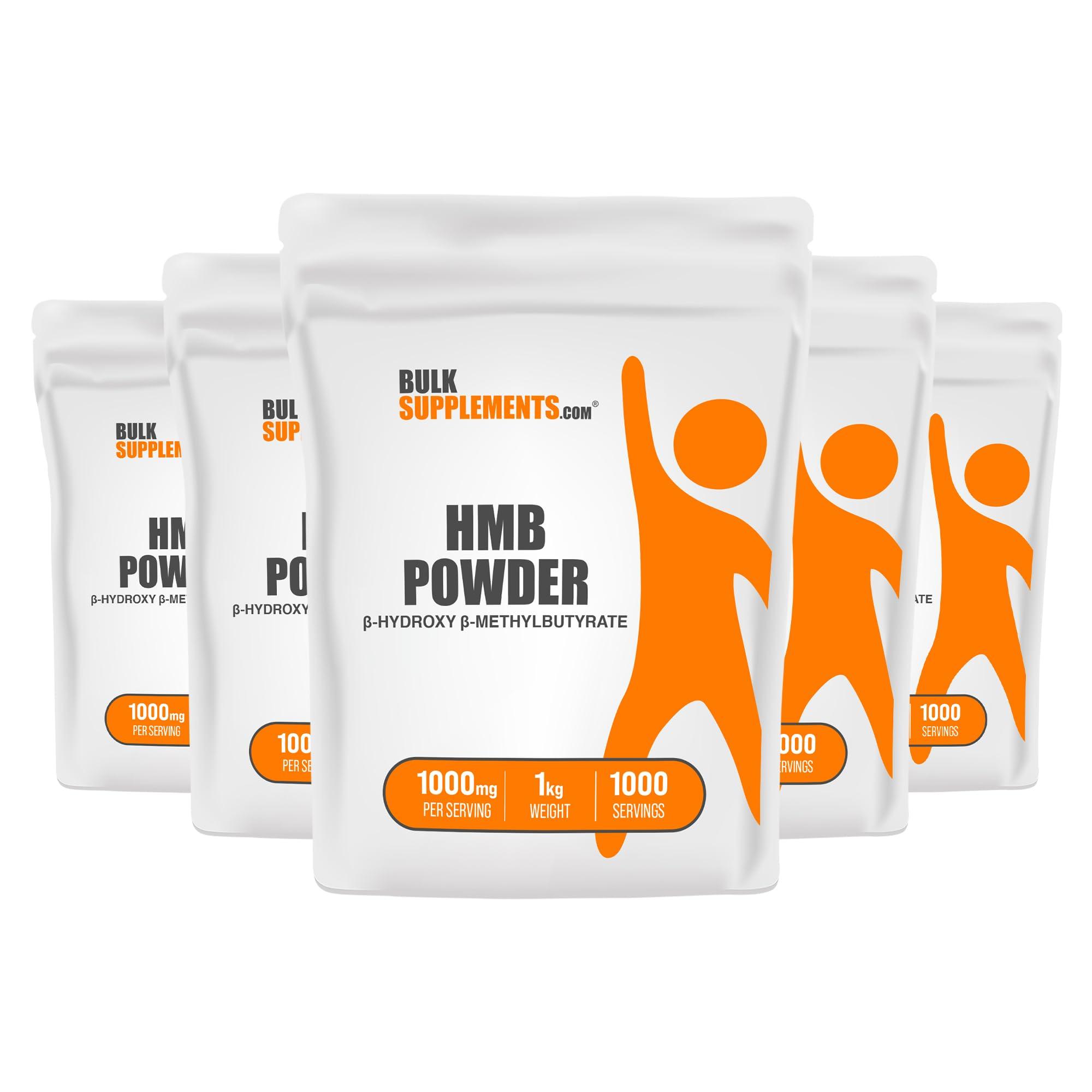BulkSupplements BulkSupplements.com HMB Powder - as Calcium HMB, Beta-Hydroxy Beta-Methylbutyrate - HMB Powder Supplements, Gluten Free - 1000mg per Serving, 5kg (11 lbs) (Pack of 5)