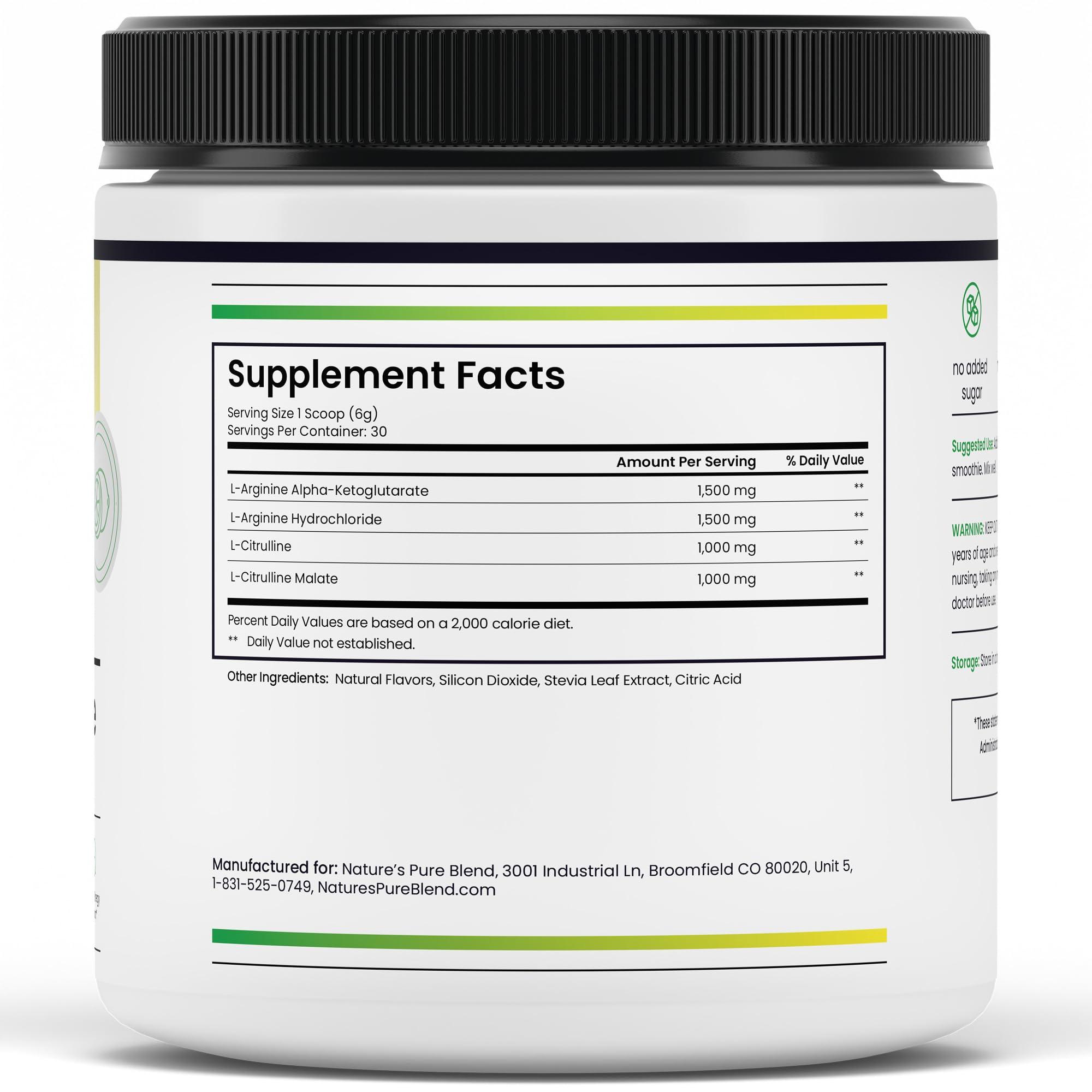 Nature\'s Pure Blend Nature\'s Pure Blend Liquid Nitric Oxide - Blood Pressure Support Drink - Blood Circulation - 5,000 MG - Nitric Oxide Supplement - Amino Acids -