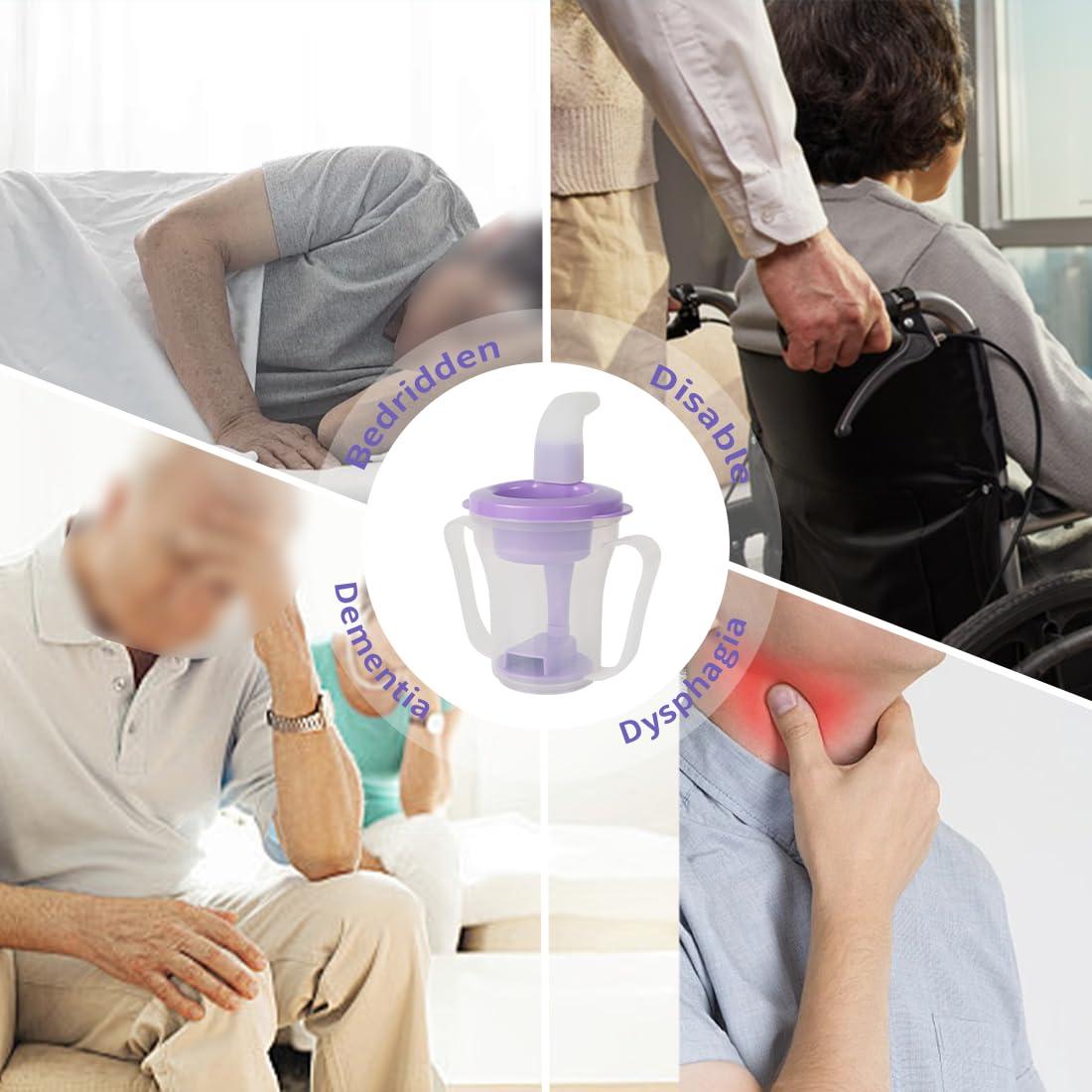 Ehucon Ehucon dysphagia regulating drinking cup for elderly with difficulty swallowing,with 5cc and 10cc sip cup,assistive devices liquids only,No thickener is Used (Transparent-Purple,Pack of 1 PC)