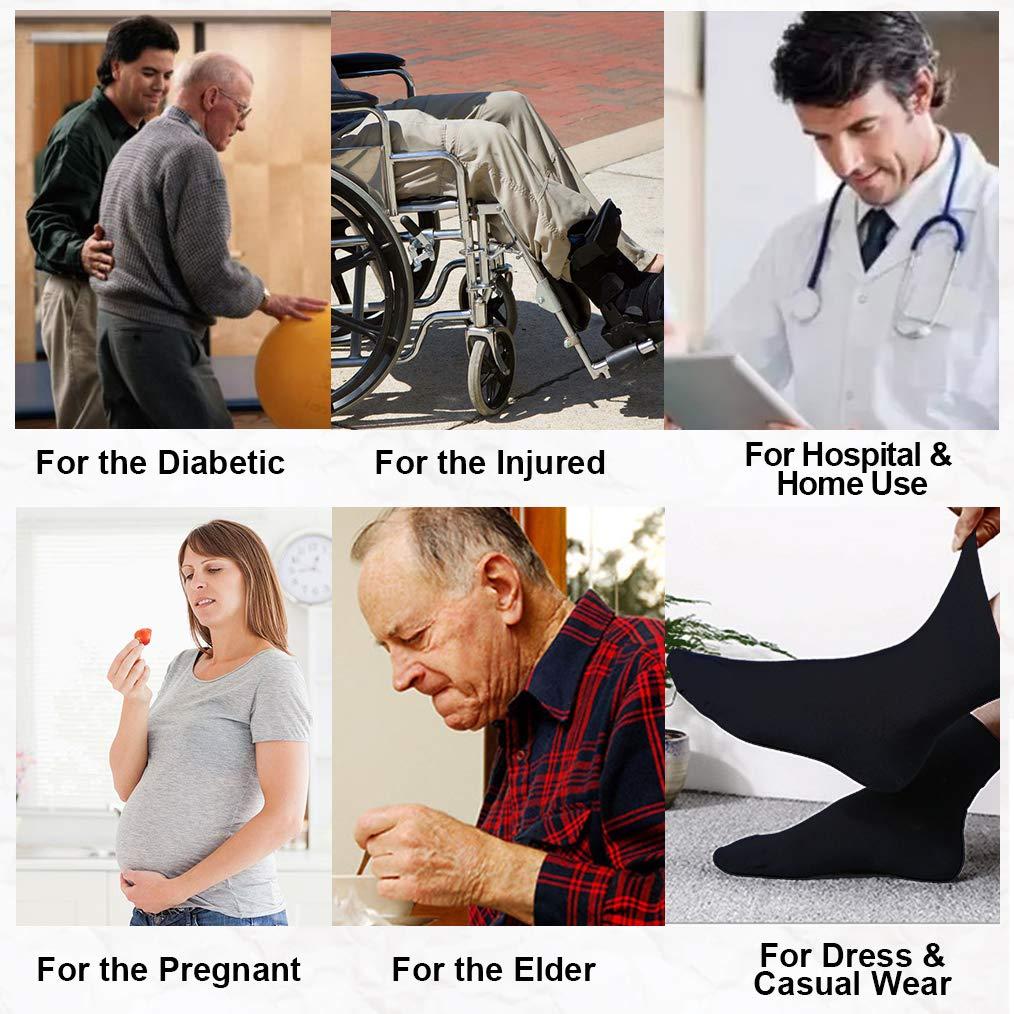 Forcool Forcool Merino Wool Crew Diabetic Men Women Non Binding Wide Loose Top Cushioned Sole Diabetic Dress Socks, Large 3 Pairs Dark Gray