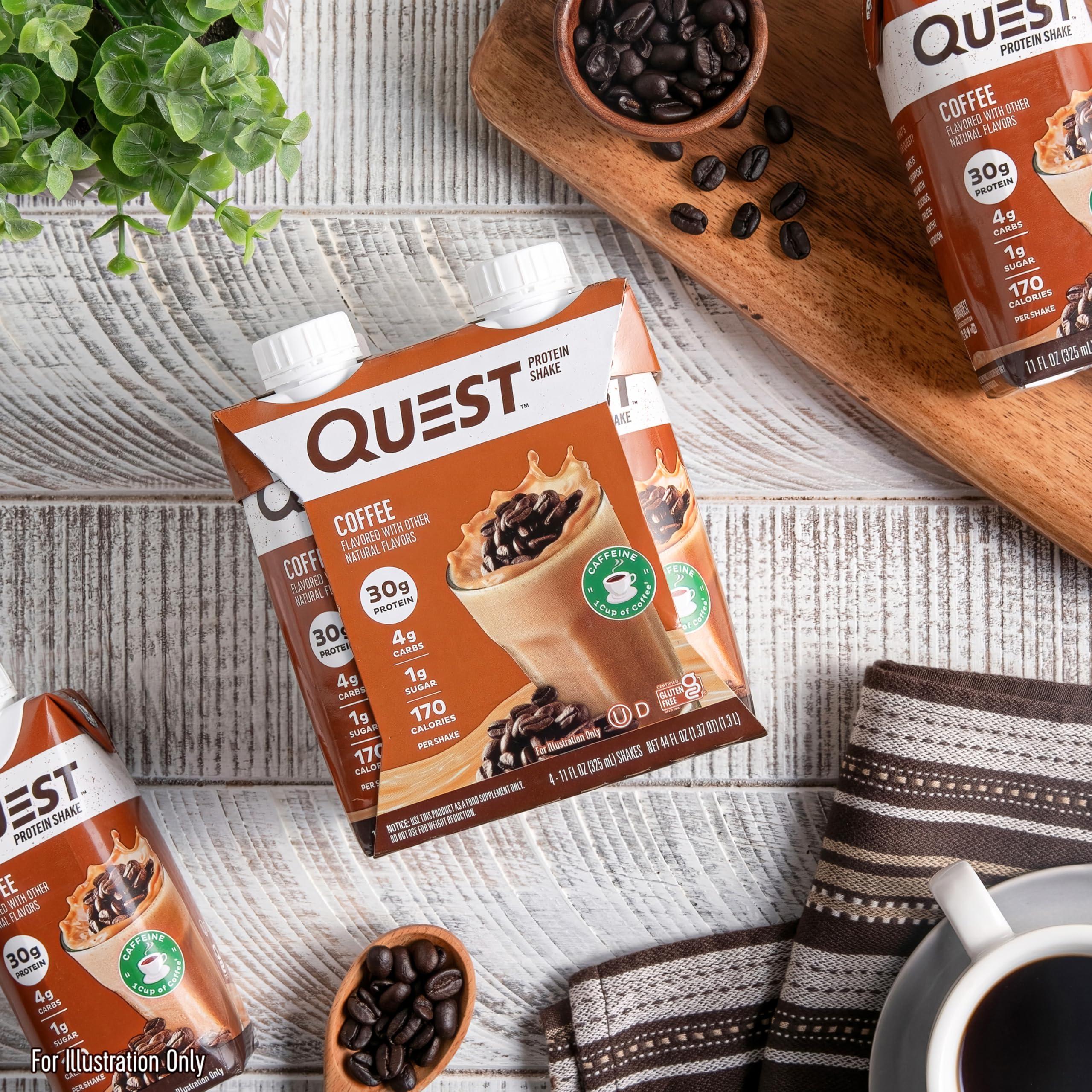 Quest Nutrition Quest Nutrition Ready to Drink Coffee Protein Shake, 30g Protein, 4g Carb, 1g Sugar, Gluten Free, Keto Friendly, 4 Count (Pack of 3)