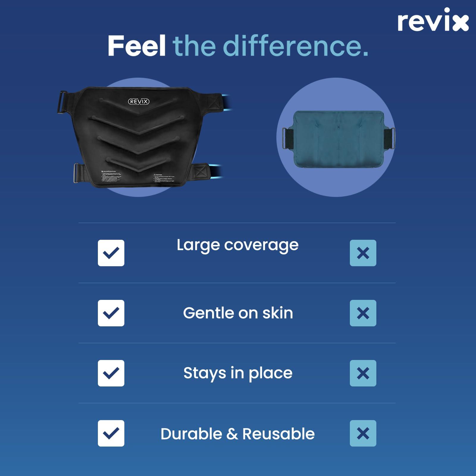 REVIX REVIX Extra Large Hip Ice Pack Wrap After Surgery, Reusable Gel Cold Pack for Hip Replacement Recovery, Sciatic Nerve, Cold Therapy Hip Flexor Compression Wrap, Black