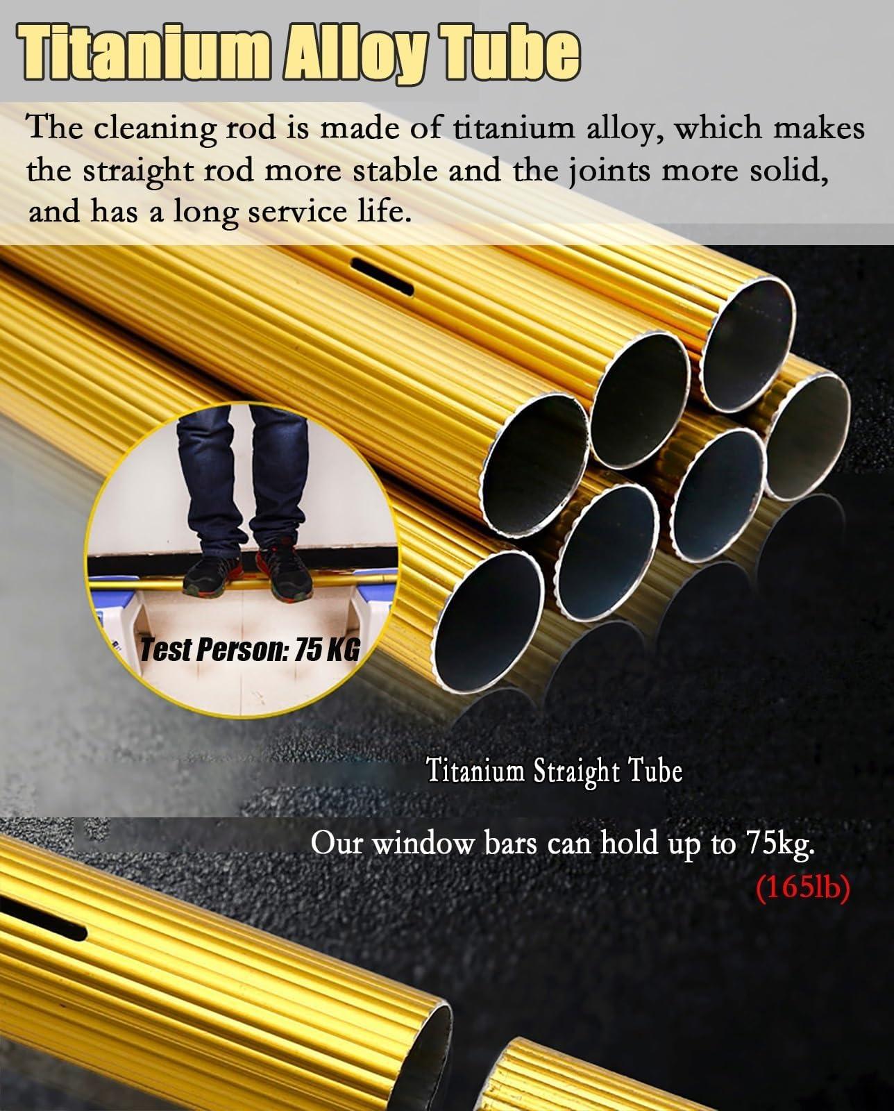 LONGWEISHOP Outdoor High Window Cleaning Kit, 4-in-1 Window Scrubber Kit, Aluminum Telescopic Pole Window Cleaner, Professional Window Wash Extendable Rod(4m/13.1ft)