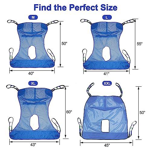 JGKwong JGKwong Universal Full Body Mesh Lift Sling with Commode Opening,Polyester Slings for Patient Lifts -Compatible with Hoyer, Invacare, McKesson, Drive, Lumex, Medline, Joerns (2X-Large)