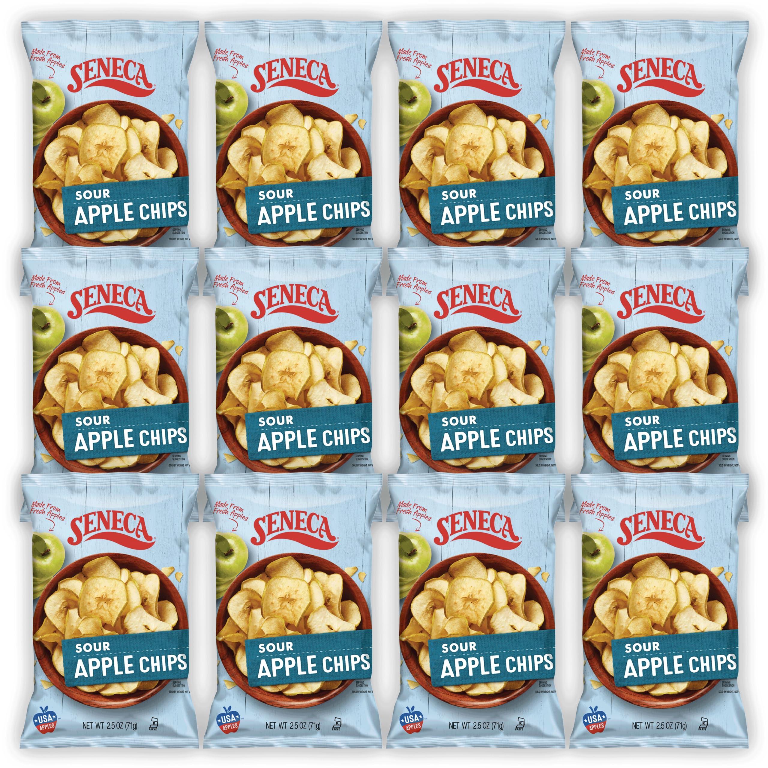 Seneca Seneca Sour Apple Chips | Made from Fresh Apples | 100% Granny Smith Apples | Yakima Valley Orchards of Washington | Crisped Apple Perfection | Foil-Freshness bag | 2.5 ounce (Pack of 12)