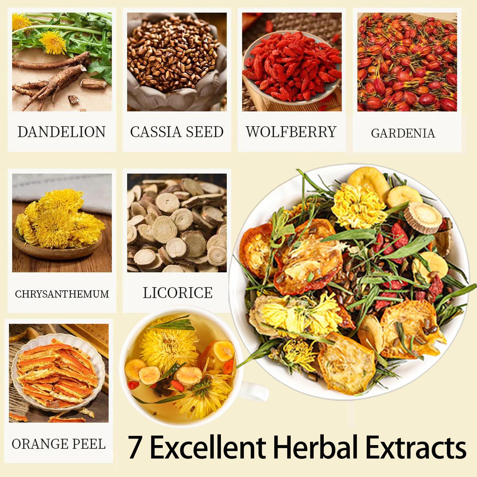 SIRDIKA Dandelion Wolfberry Tea - Kidneys & Liver Health Tea, Seven Herbal Ingredients Natural Blend, Dandelion Chinese Wolfberry Tea Bags Organic 120g/12PC (2Bag(24Pcs))