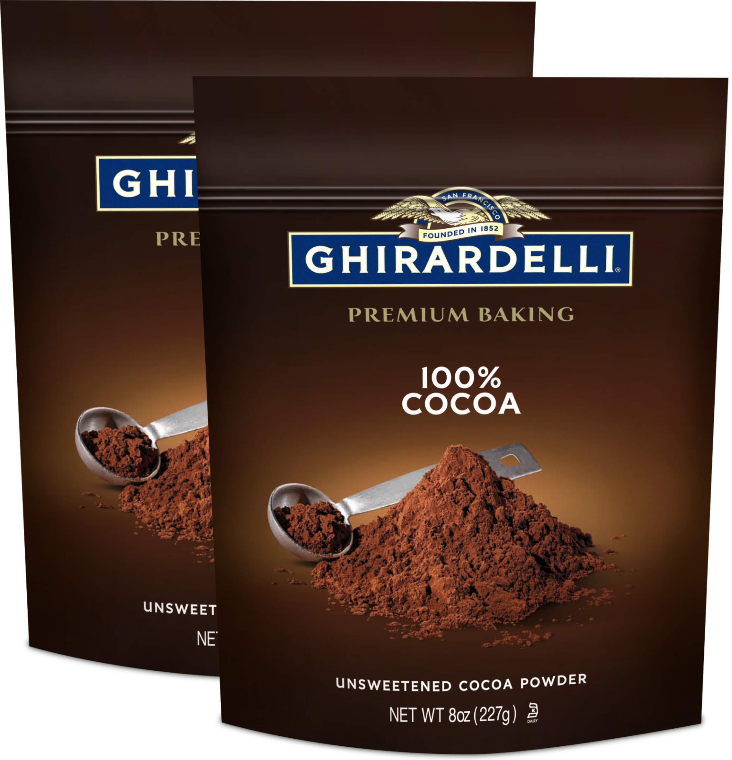 Ghirardelli Chocolate Company Ghirardelli Premium Baking Cocoa, 100% Unsweetened, 8 Ounce (Pack of 2)
