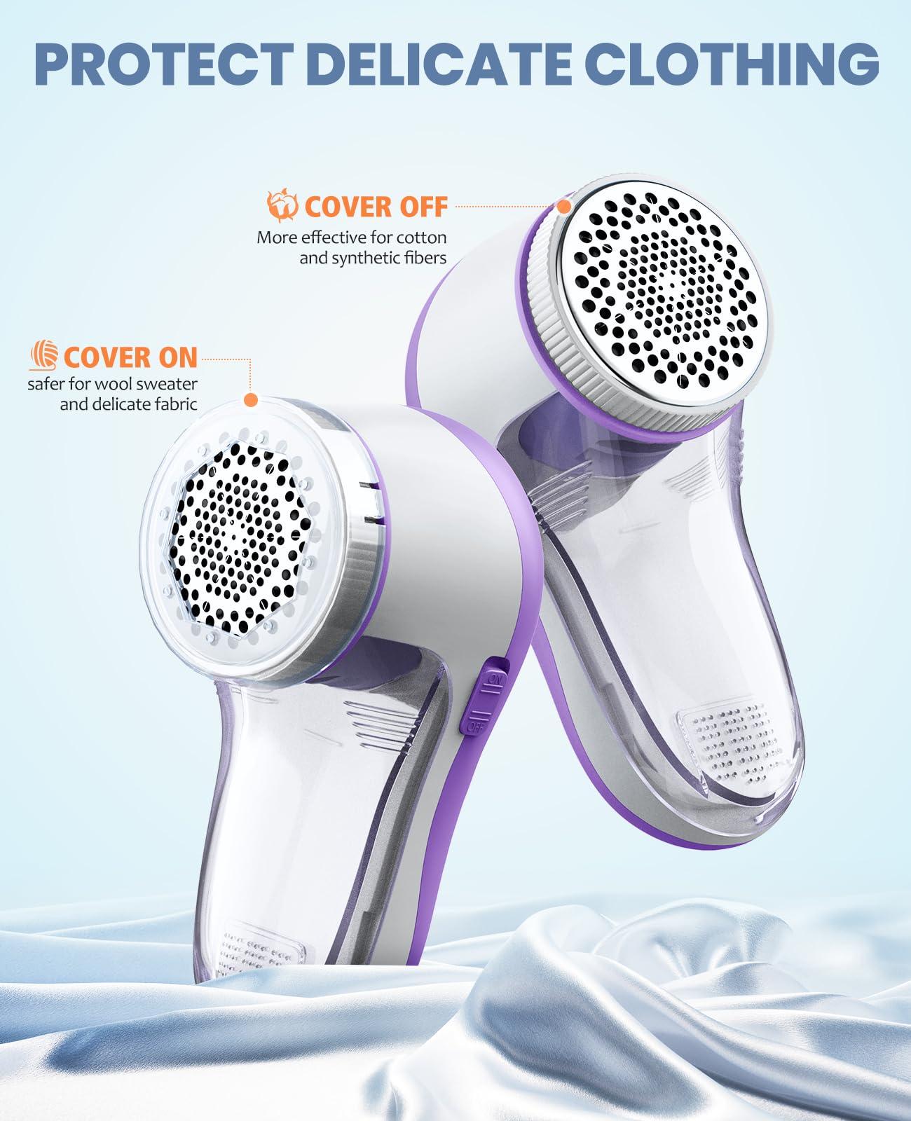 POPCHOSE POPCHOSE Fabric Shaver, Lint Remover for Clothes, Electric Lint Shaver with 6-leaf Blades, Sweater Shavers to Remove Pilling for Clothing, Couch, Furniture, Fuzz, Lint Ball, Bobbles, Violet Purple