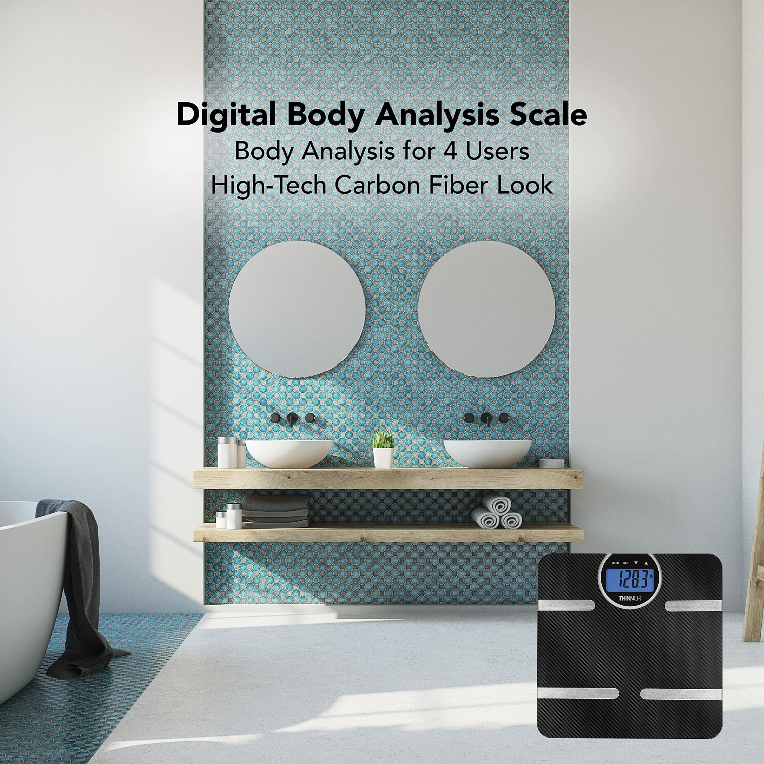 Conair Thinner by Conair Scale for Body Weight, Digital Bathroom Scale with Body Fat, Muscle and BMI in Black