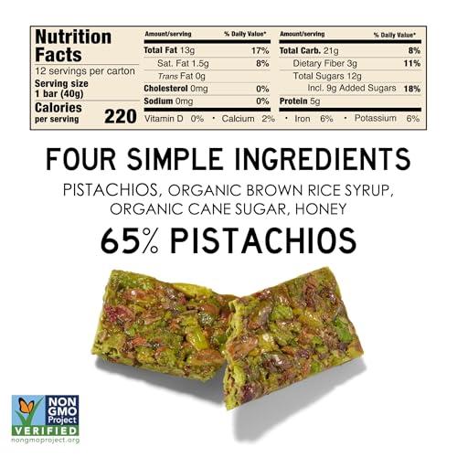 SOUTH FORTY SNACKS South 40 Snacks Pistachio Bar, Extra Crunchy Nut Snack Bar, Simple Ingredients, Honey and Sugar, Unique Delicious Healthy Nut Clusters, Individually Wrapped, 5 Grams of Protein (40g Bar, Pack of 12)