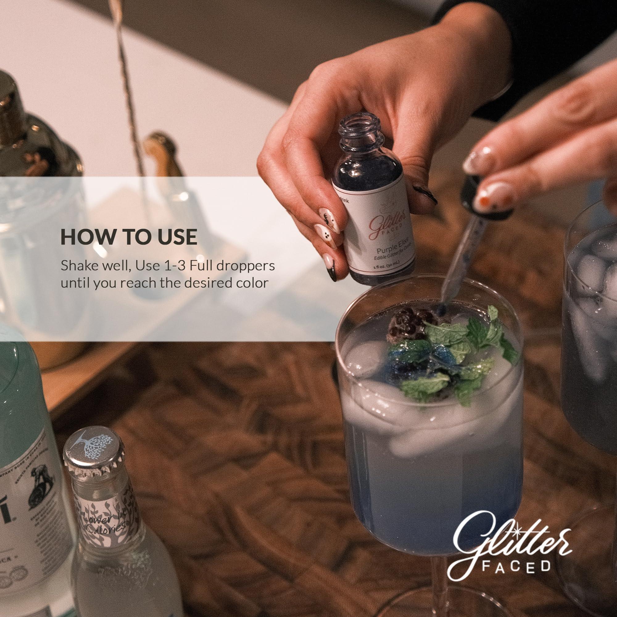 Glitter Faced Glitter Faced - Edible Glitter for Cocktails & Drinks - Mess-Free Glitter Drop, Food-Grade, 0 Cal, Sparkle Luster Dust, Drink Glitter for Enhanced Shine, Halloween or Christmas Party, 30ml (Blush)