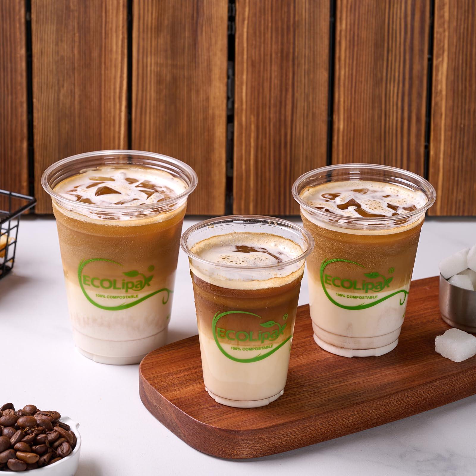 ECOLipak ECOLipak 1000 Count 12 OZ Clear Compostable Plastic Cups, Disposable Plant-Based Biodegradable Drinking Party Cups, PLA Plastic Cold Tumblers for Restaurant, Office, Canteen, Large Gathering