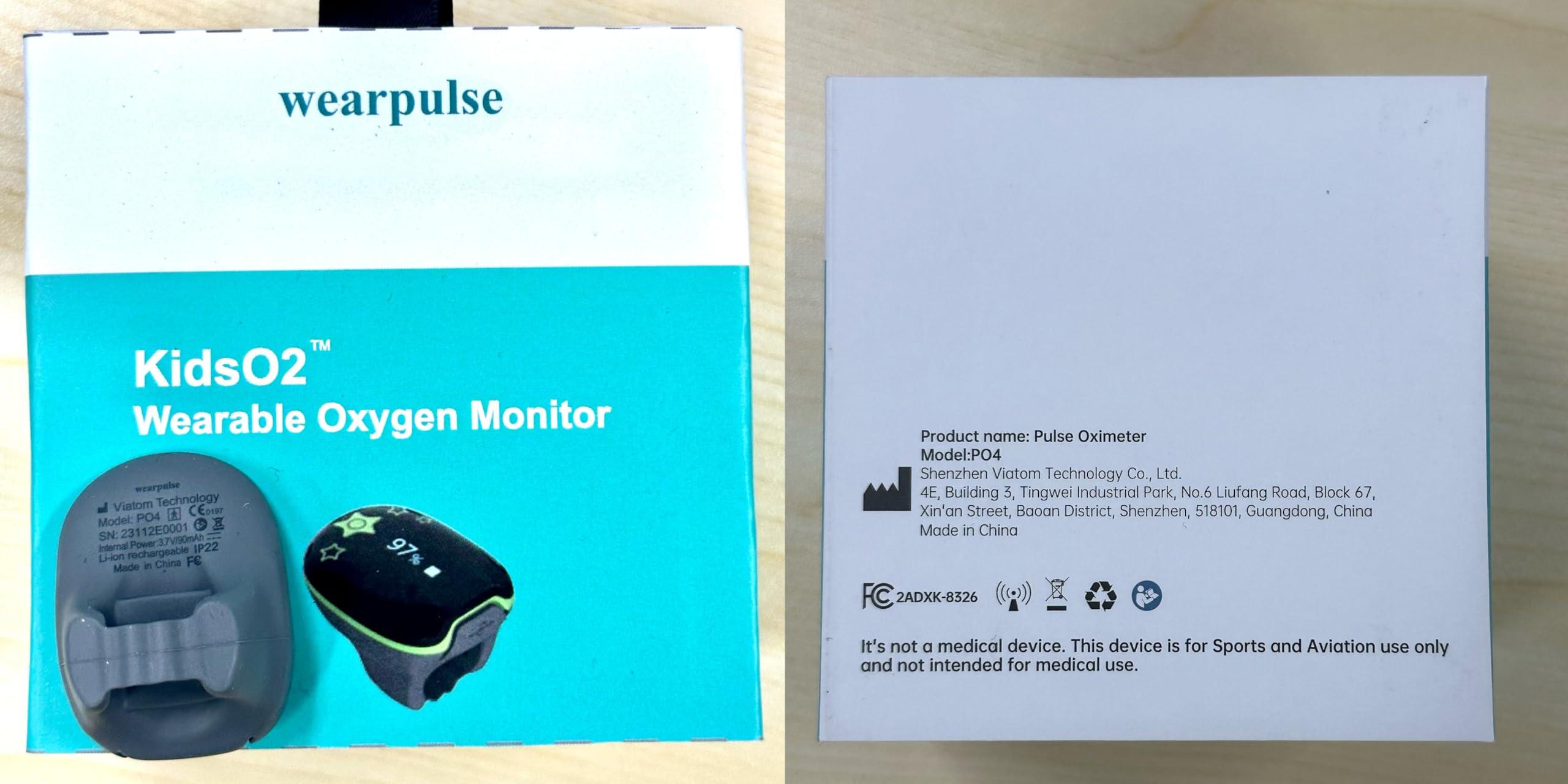 Wearpulse Wearpulse Children Pulse Oximeter KidsO2 Ring, Continuous Kids O2 Sat Monitor Finger for Oxygen with Audible Reminder, Rechargeable Pulse Ox Tracking Child\'s Blood Oxygen Saturation & Pulse Rate for 3~10 Years Old Kids, with App & PC Chart Report