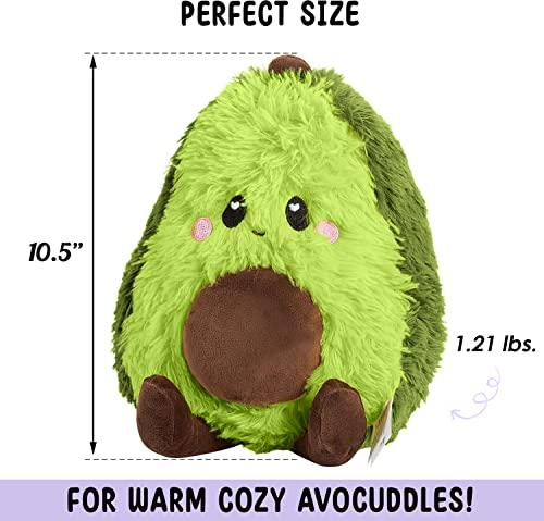 Happy Fuel Avocado Microwavable Unscented Heating Pad for Women and Kids- Cute Soft Cozy Pillow Plush Heatable Warm Stuffed Animals - Kawaii Hot and Cold Plushie Food Toy - Avocado Gifts for Girls and Boys