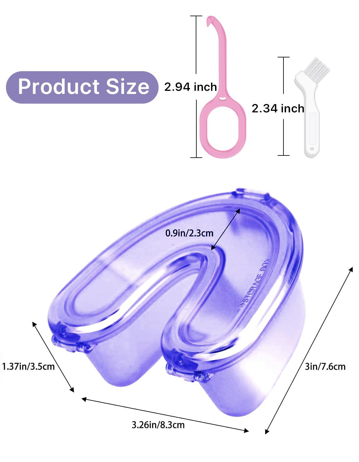 HEMILAB HEMILAB Retainer Case, U Shape Clear Slim Aligner Case, Compatible with Invisalign, Mouth Guard Case, Cute Retainer Case with Retainer Removal Tool and Brush, Puple