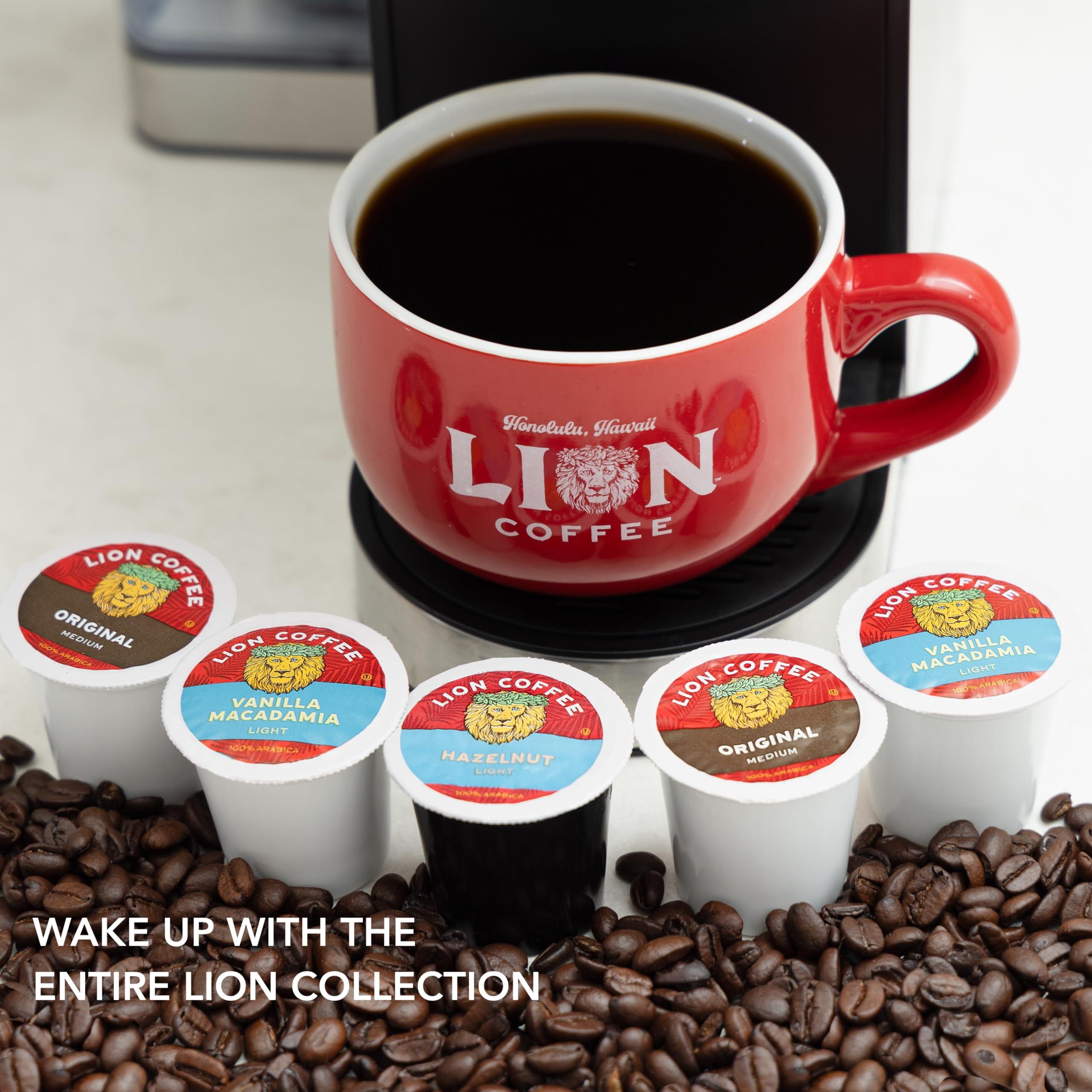 Lion Coffee Lion Coffee Vanilla Macadamia Flavored Medium Roast Coffee, Single-Serve Coffee Pods, Compatible with Keurig Brewers, Hawaiian Inspired Taste - (12 Count Box)