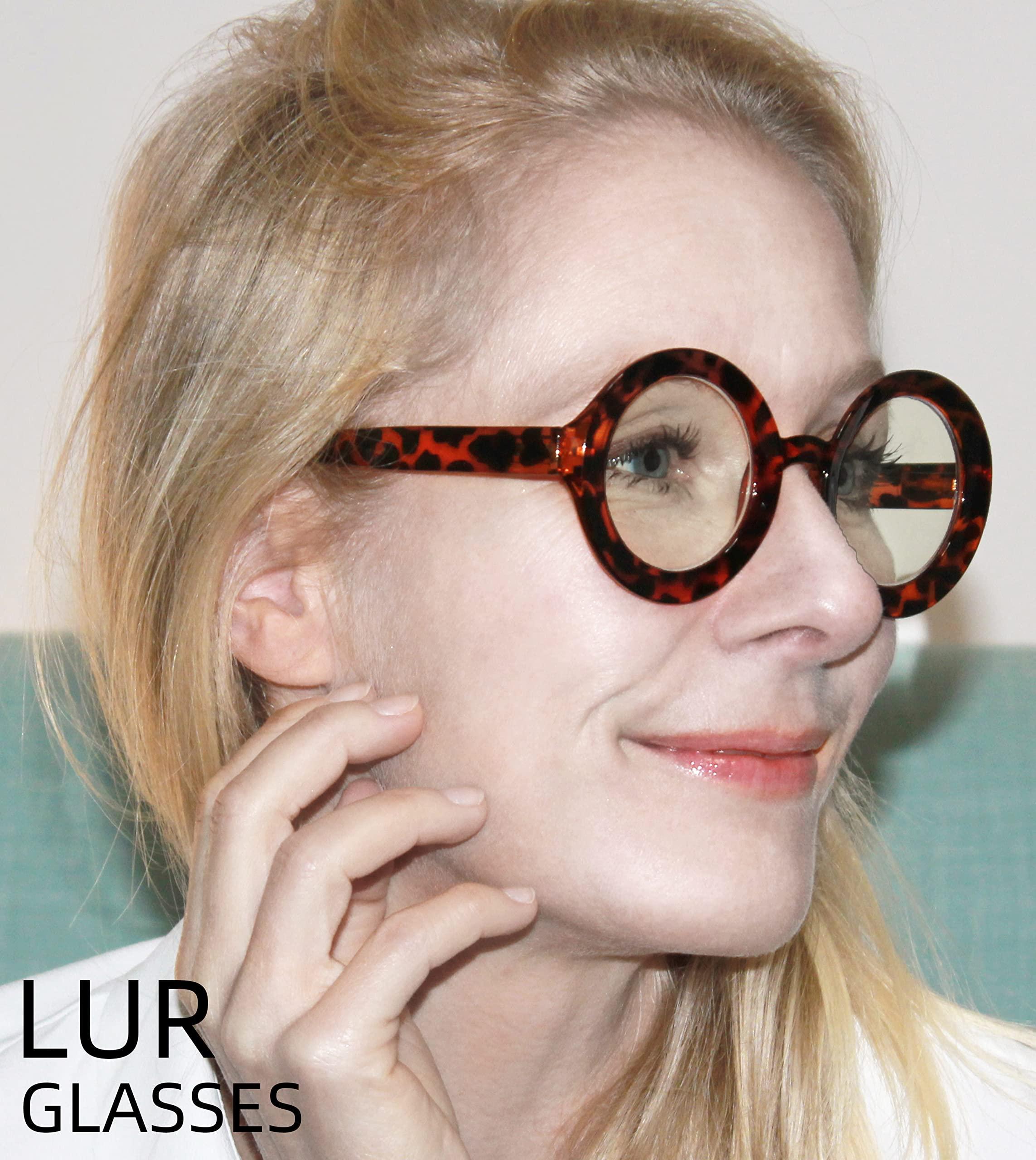 LUR LUR Blue Light Blocking Reading Glasses for Women - 4 Pack Round Computer Readers +1.00