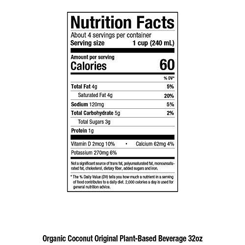 Pacific Foods Pacific Foods Original Organic Coconut Milk, Plant Based Milk, 32 oz Carton (12 Pack)
