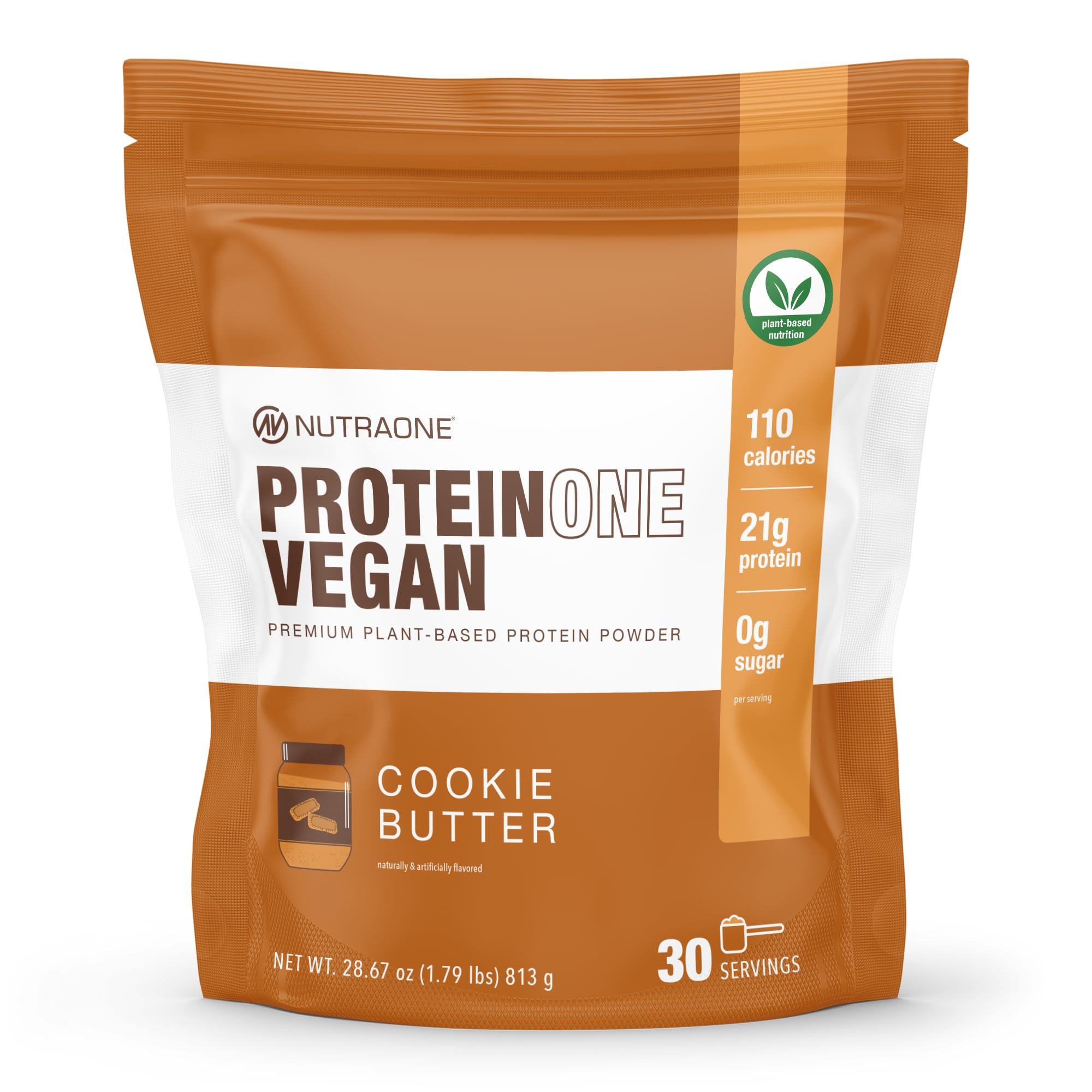 NutraOne NutraOne ProteinOne Vegan Plant-Based Protein Powder Vegan Protein Powder, Dairy-Free, Pea and Rice Protein Powder (30 Servings - Cookie Butter)