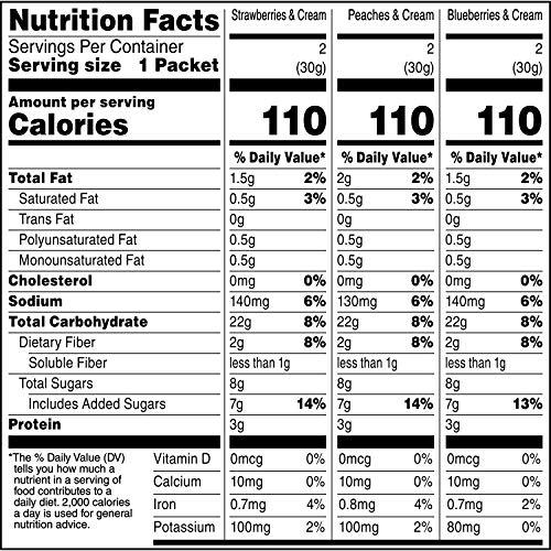 Quaker Quaker Instant Oatmeal Fruit and Cream Variety Pack, Breakfast Cereal,1.23 Ounce(8 Count in 1 Box) (Pack of 12 )