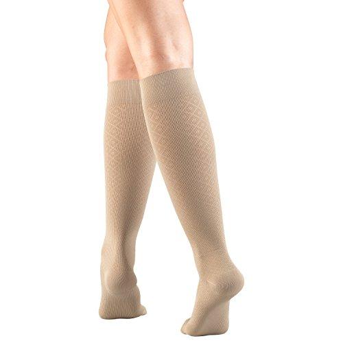 Truform Truform Women's Fit Compression Socks, Diamond Knit Pattern, 15-20 mmHg, Tan, Medium (Pack of 2)