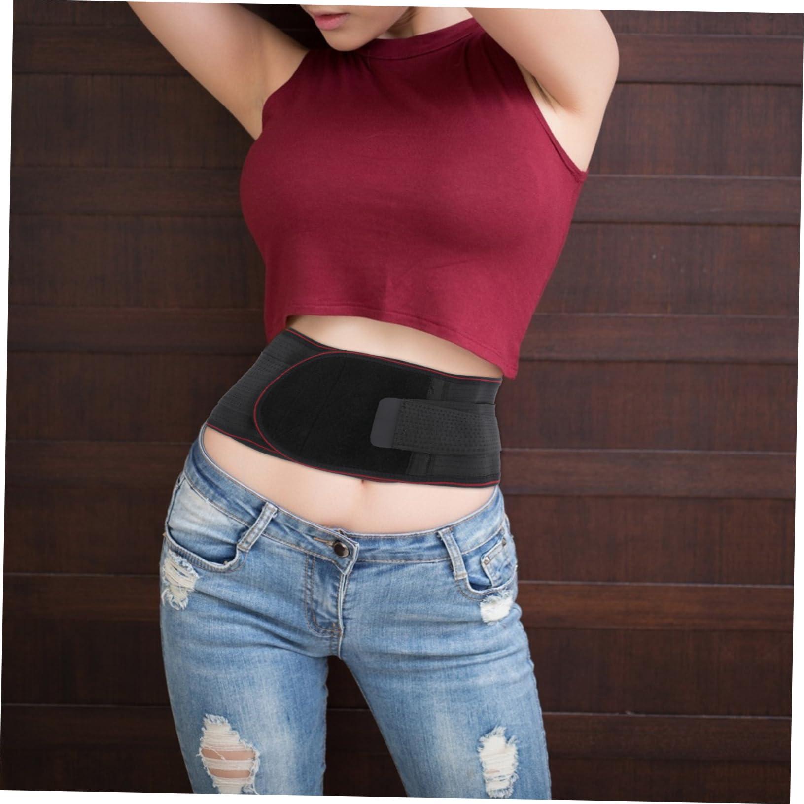 Healifty Self Heating Back Brace Elastic Infared Heating Pad Lower Back Support Girdle Massage Waist Wrap Back Braces for Magnetic Back Belt Magnetic Mount Waist Support
